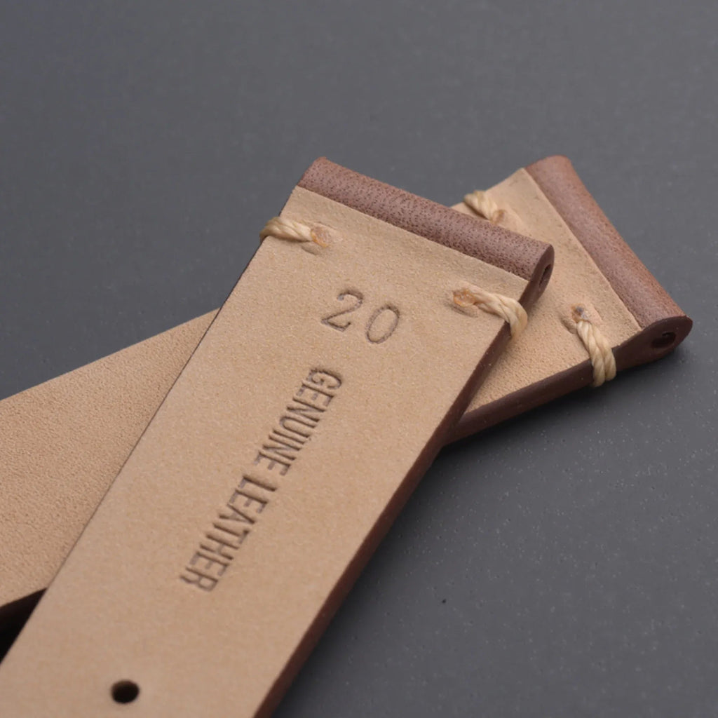 Genuine Leather Watch Strap Watchband 20mm with Steel Pin buckle - Coffee - DREAM WATCHES