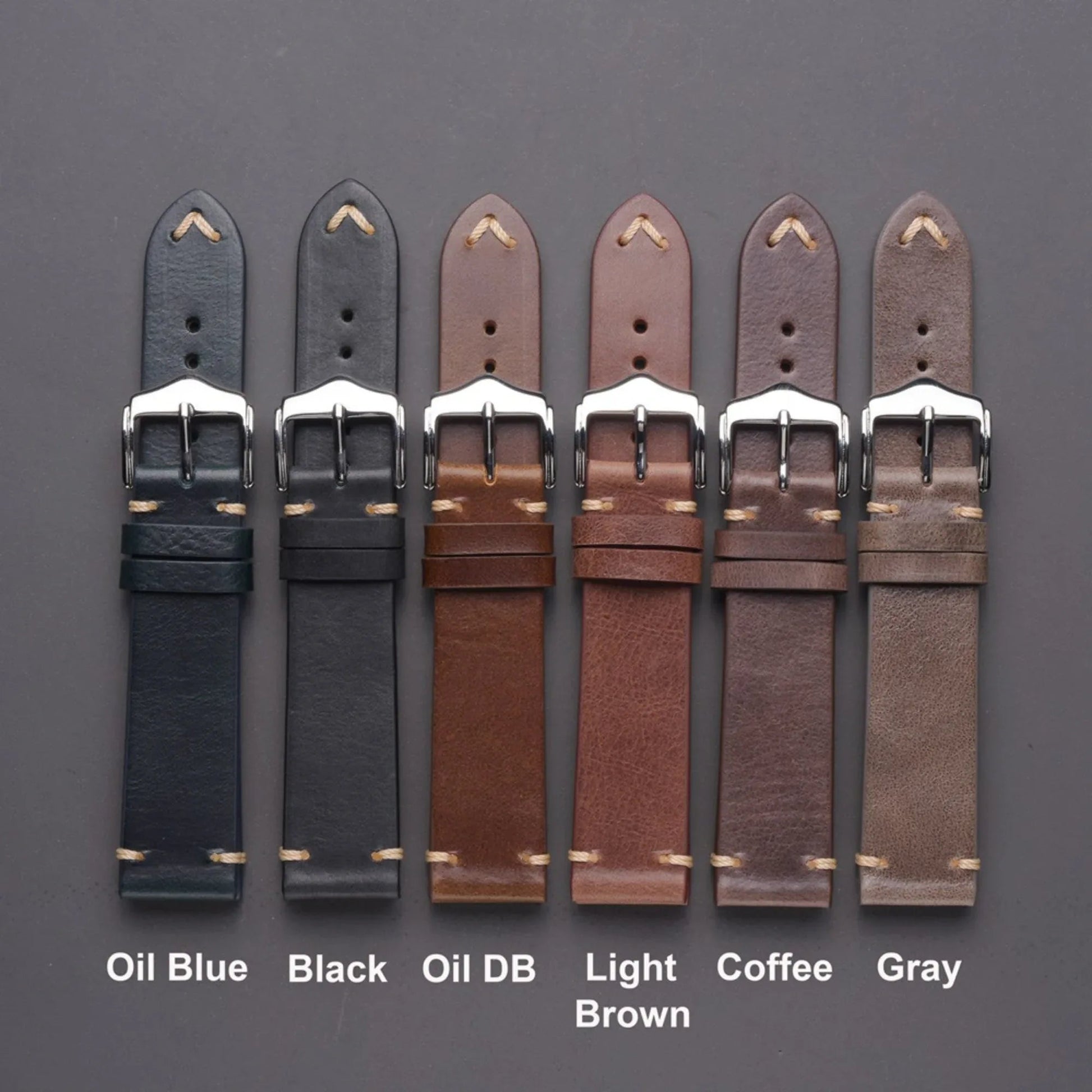 Genuine Leather Watch Strap Watchband 20mm with Steel Pin buckle - Oil Dark Brown - DREAM WATCHES