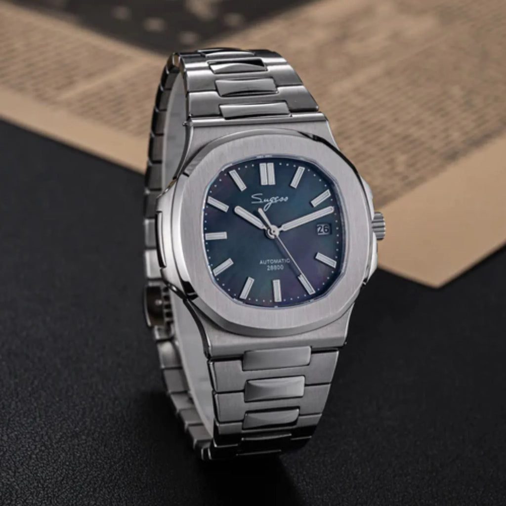 Heritage S466 PP Octagonal Day Display Black Mother of Pearl Dial Stainless-Steel Automatic - DREAM WATCHES