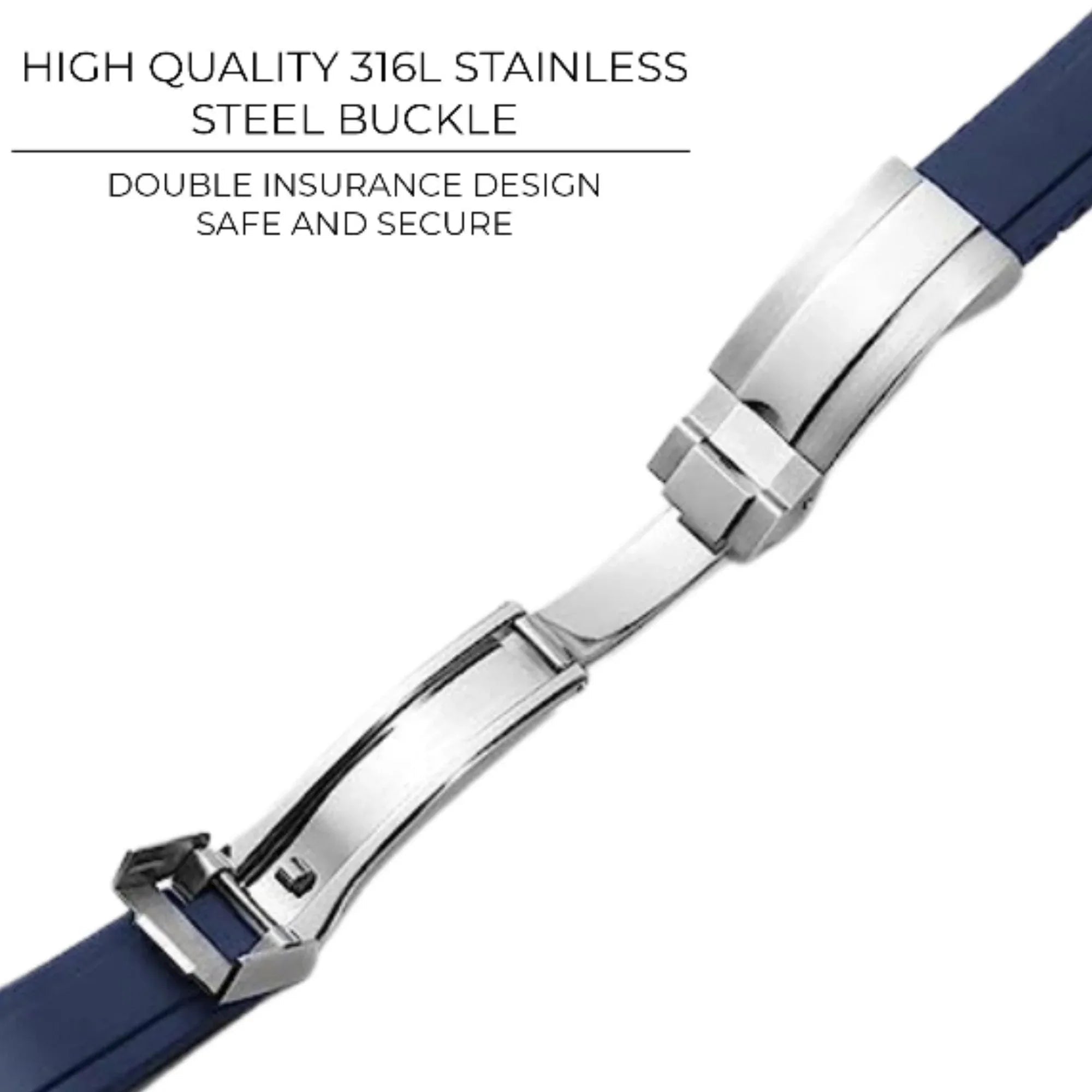 High End Curved FKM Rubber Watch Strap - Oyster Style Deployment Clasp 20mm - Orange with Black Clasp - DREAM WATCHES