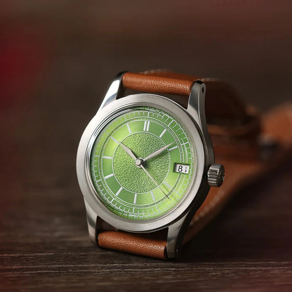 HOU - 80-Hour Power Reserve Vintage Automatic Watch | Avocado Green - DREAM WATCHES