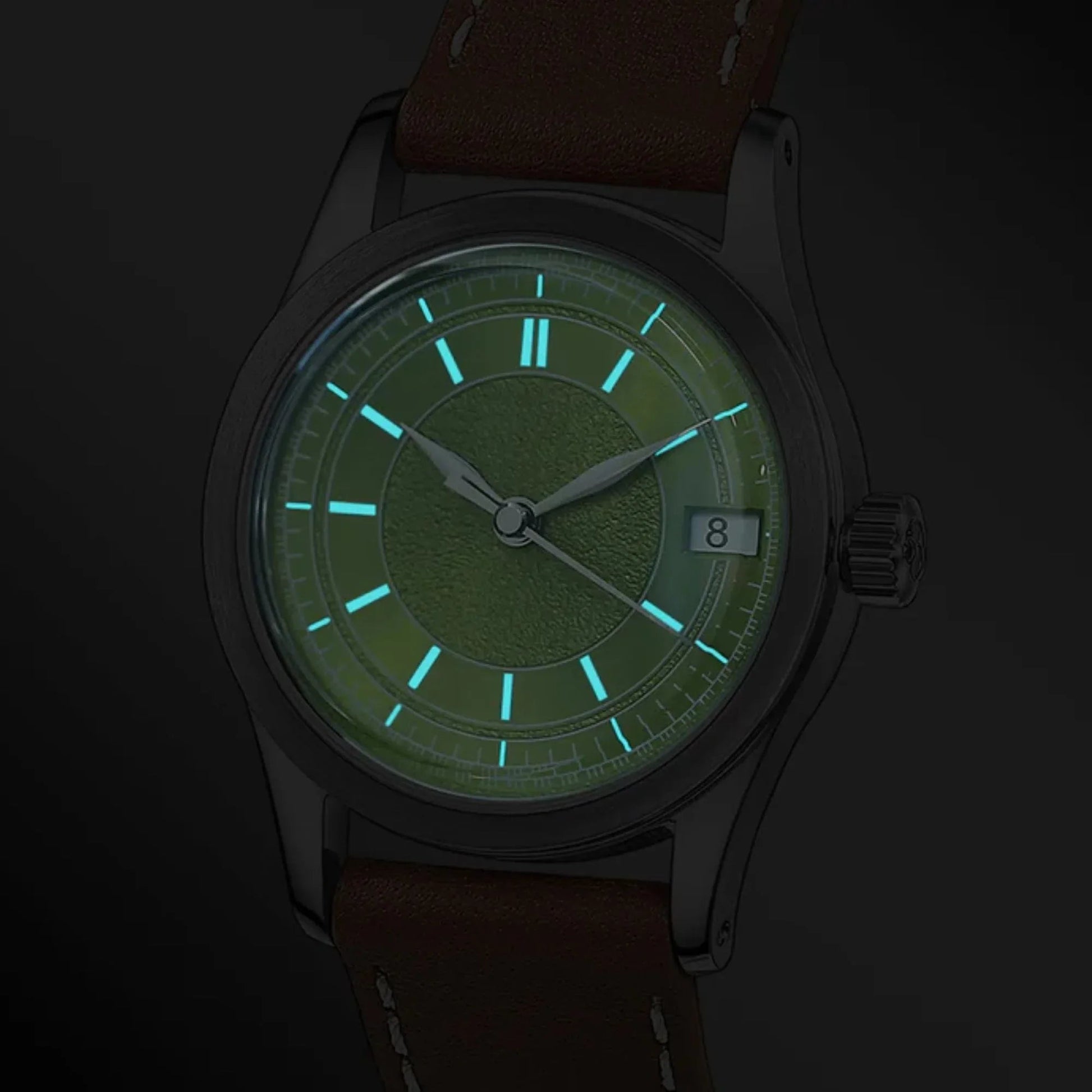 HOU - 80-Hour Power Reserve Vintage Automatic Watch | Avocado Green - DREAM WATCHES