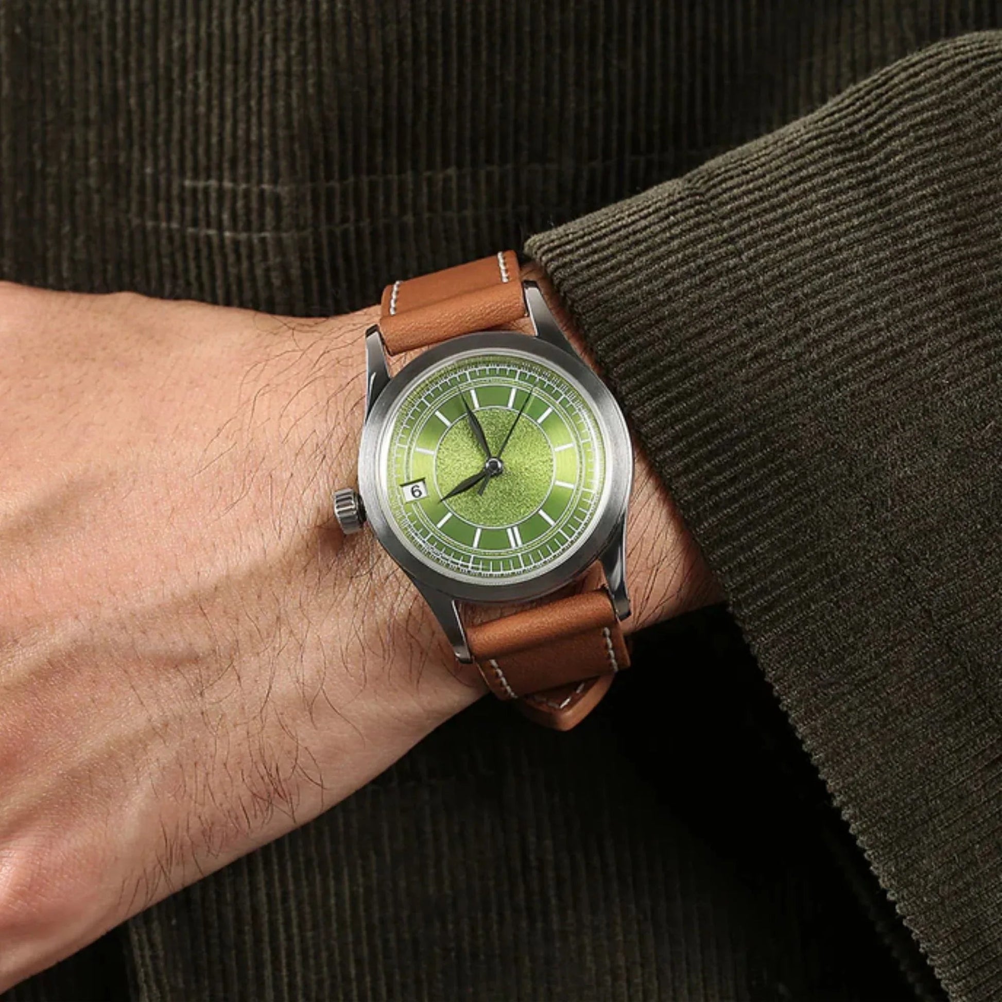 HOU - 80-Hour Power Reserve Vintage Automatic Watch | Avocado Green - DREAM WATCHES