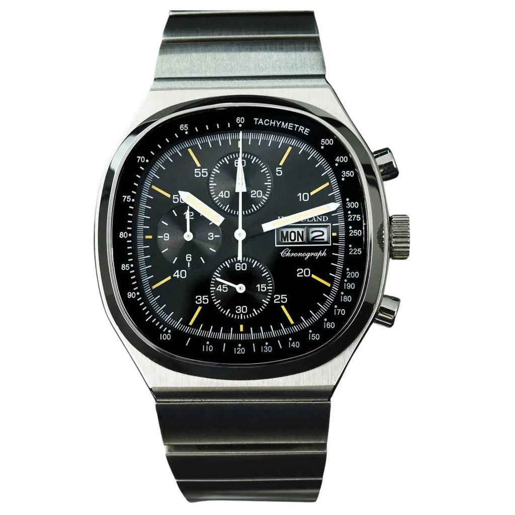 Hruodland Square Retro Chronograph - Sunbrust Black - DREAM WATCHES