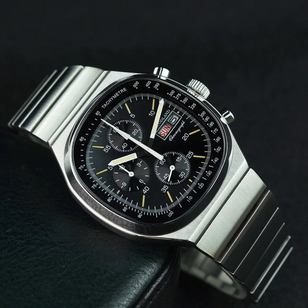 Hruodland Square Retro Chronograph - Sunbrust Black - DREAM WATCHES