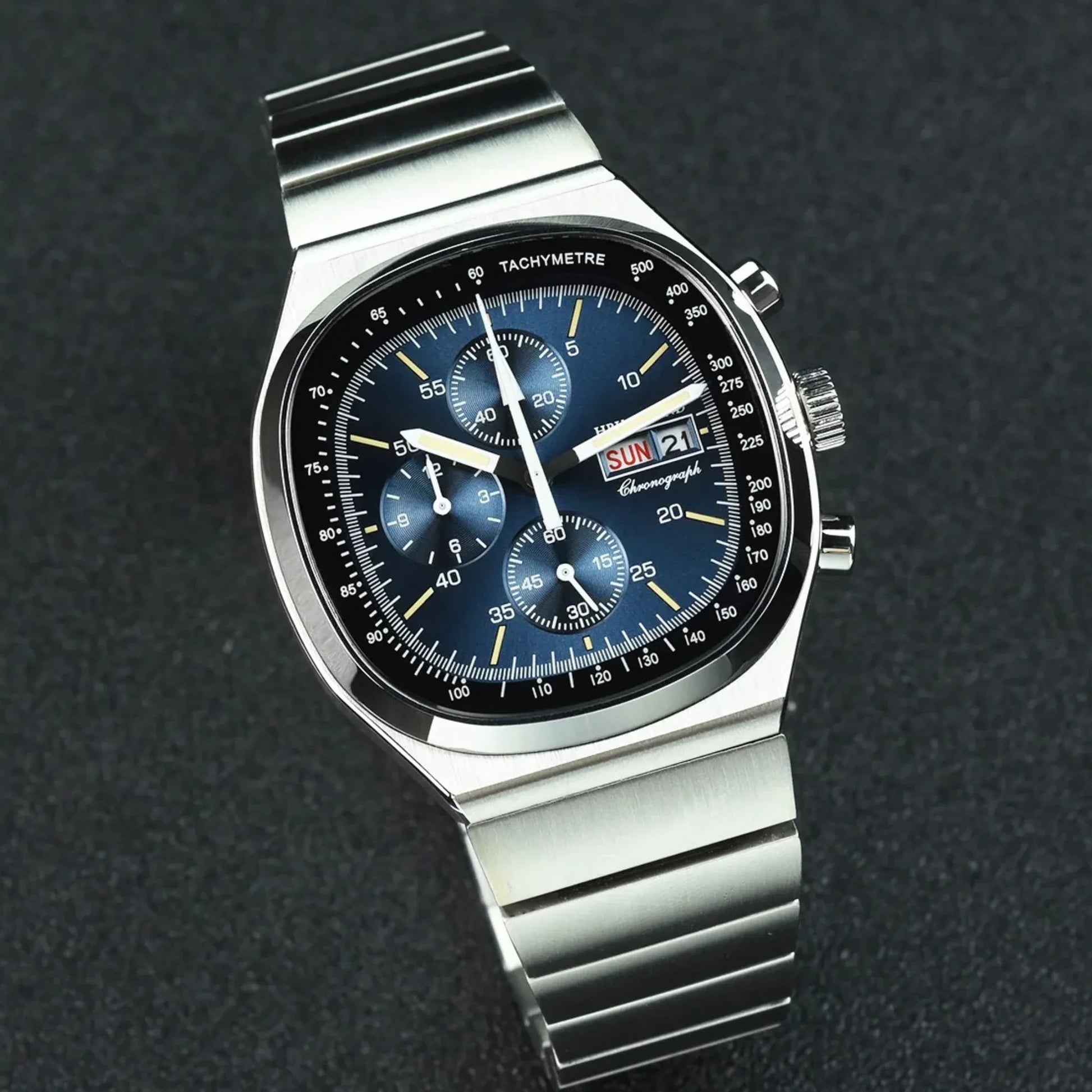Hruodland Square Retro Chronograph - Sunbrust Blue - DREAM WATCHES