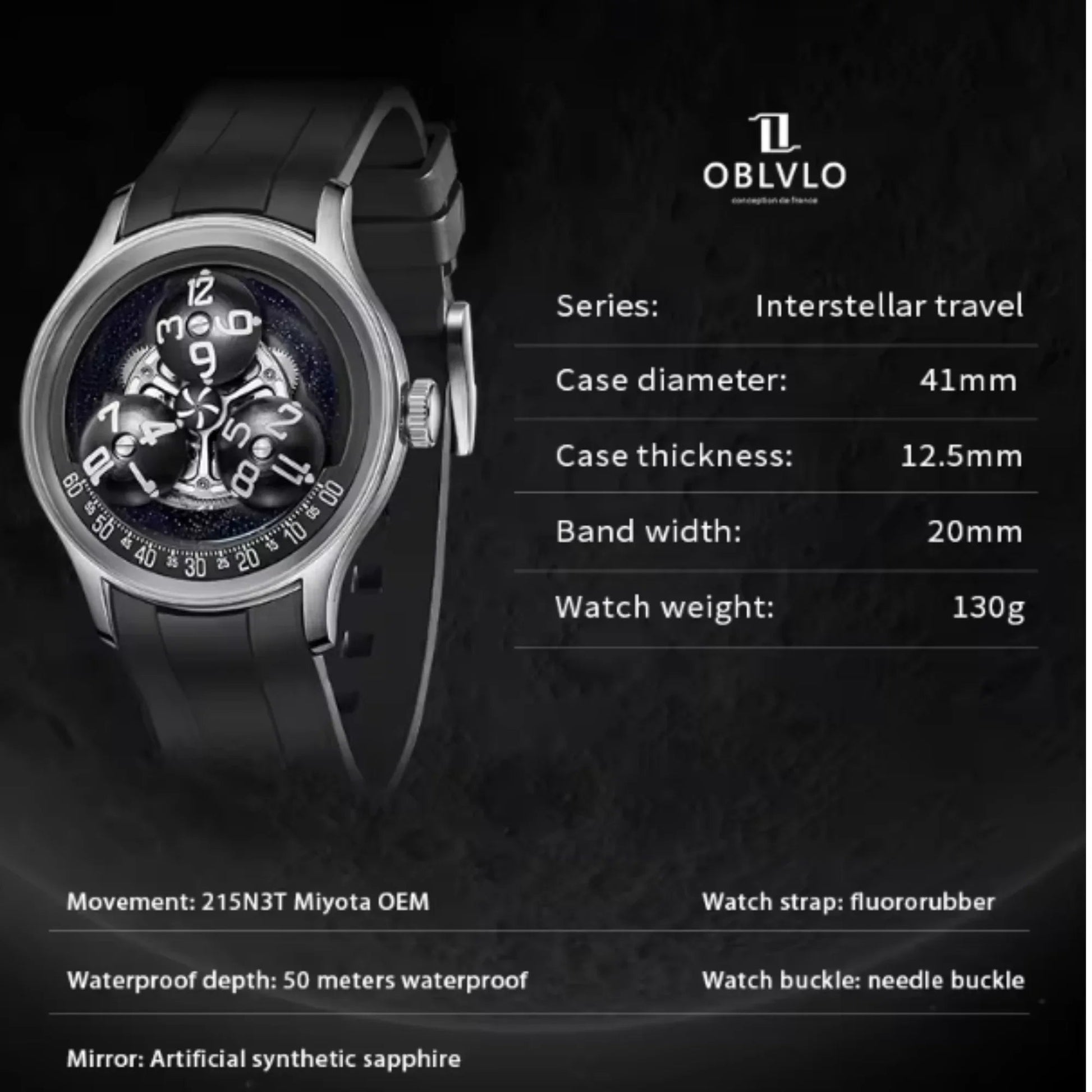 Interstellar travel Starry Sky OEM Luxury Automatic Movement Mechanical Wrist Watches - Black - DREAM WATCHES