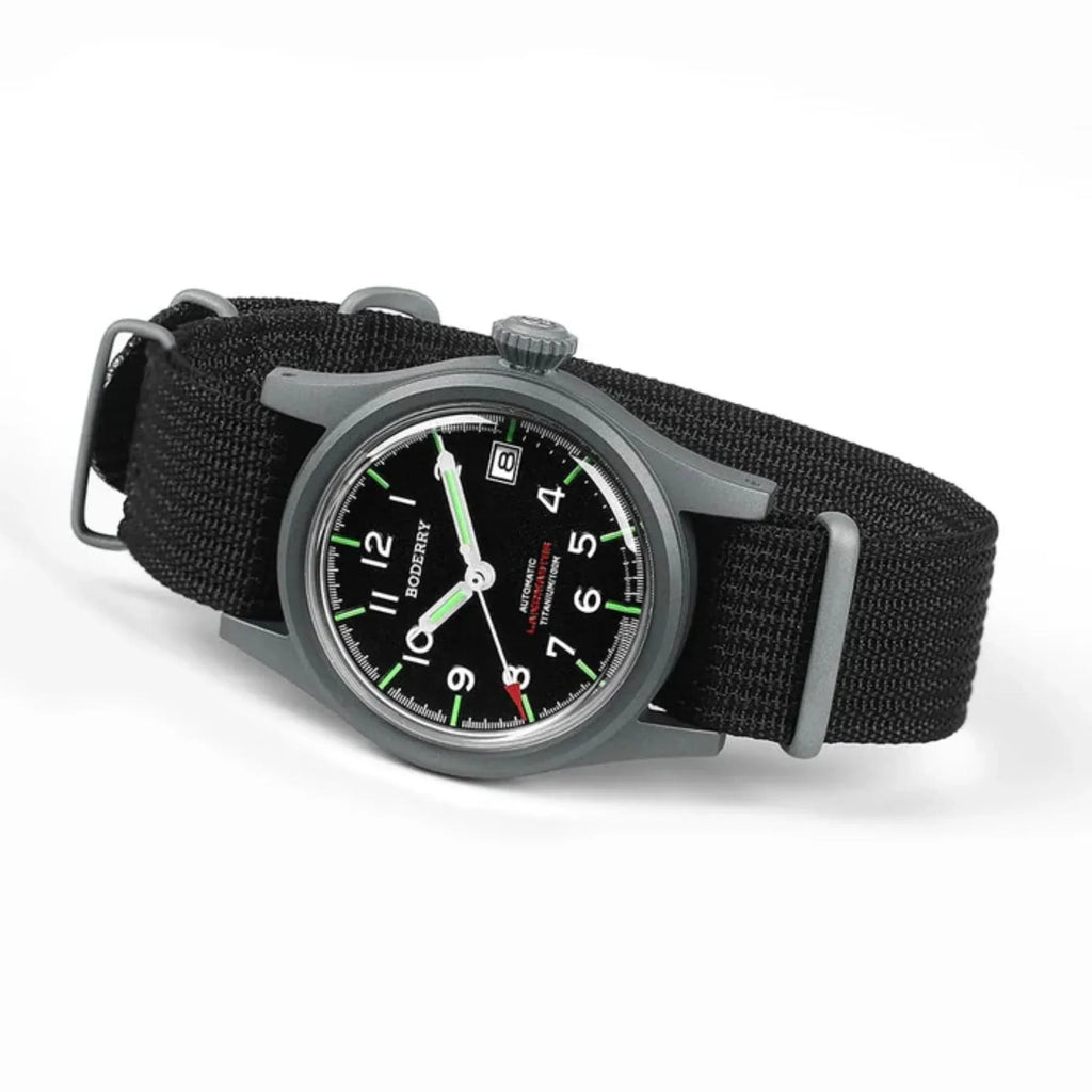 LANDMASTER - 100M Waterproof Titanium Automatic Field Watch | Black - DREAM WATCHES