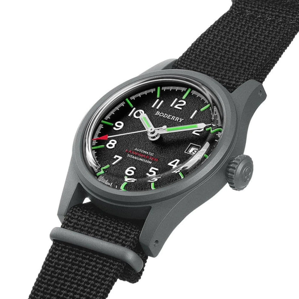 LANDMASTER - 100M Waterproof Titanium Automatic Field Watch | Black - DREAM WATCHES