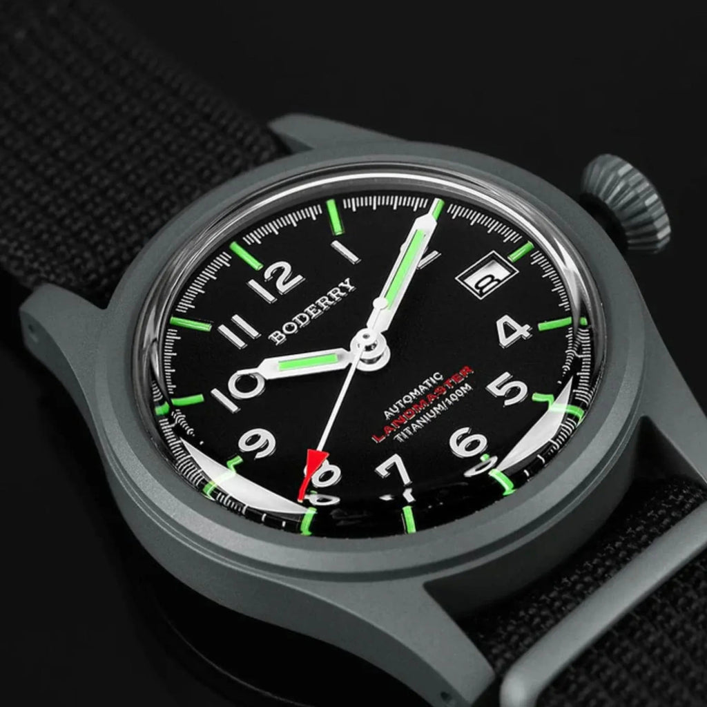 LANDMASTER - 100M Waterproof Titanium Automatic Field Watch | Black - DREAM WATCHES