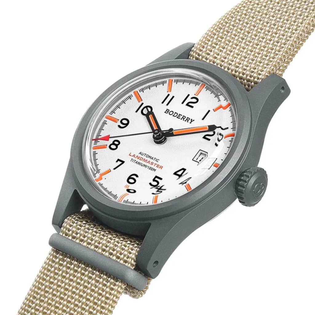 LANDMASTER - 100M Waterproof Titanium Automatic Field Watch | White - DREAM WATCHES