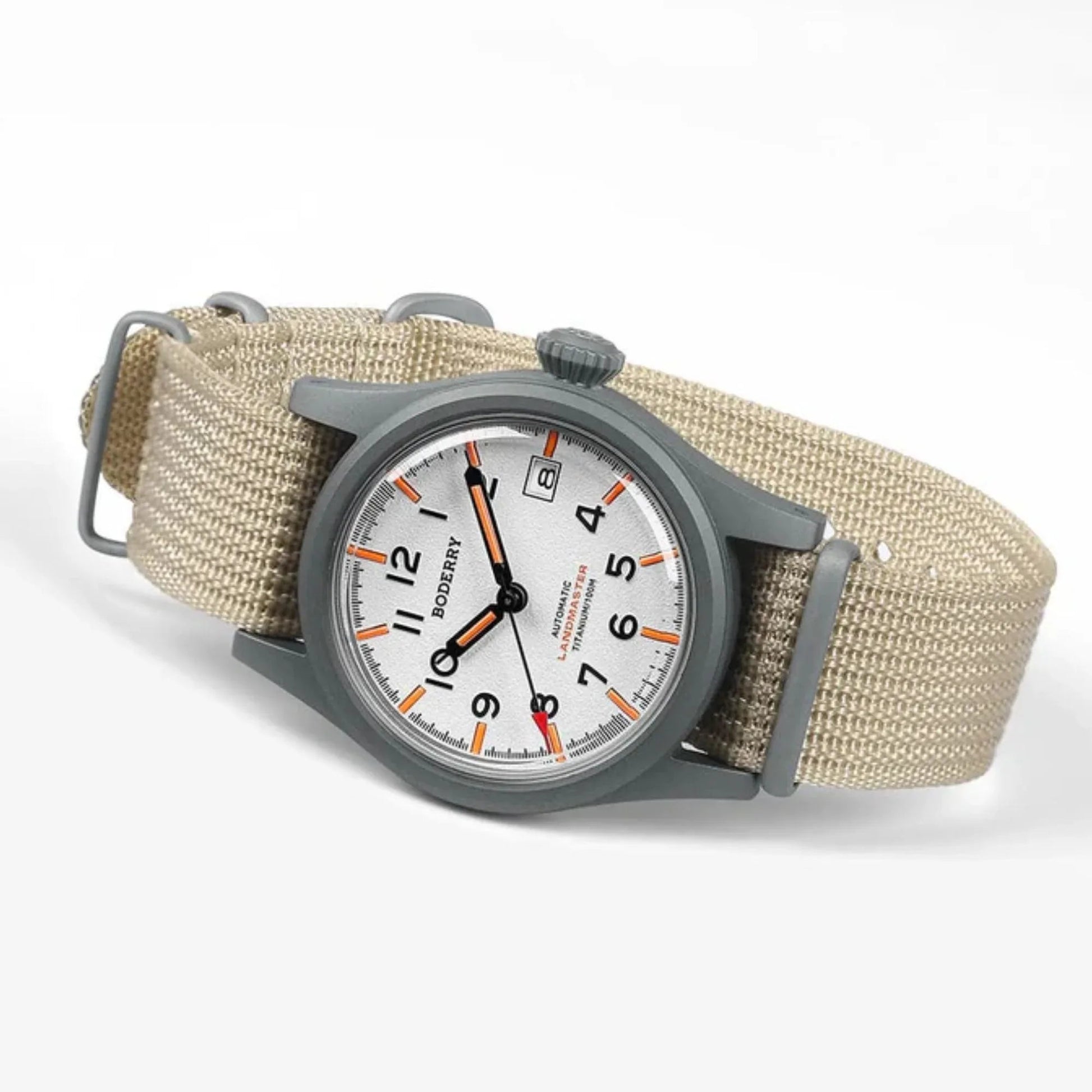 LANDMASTER - 100M Waterproof Titanium Automatic Field Watch | White - DREAM WATCHES