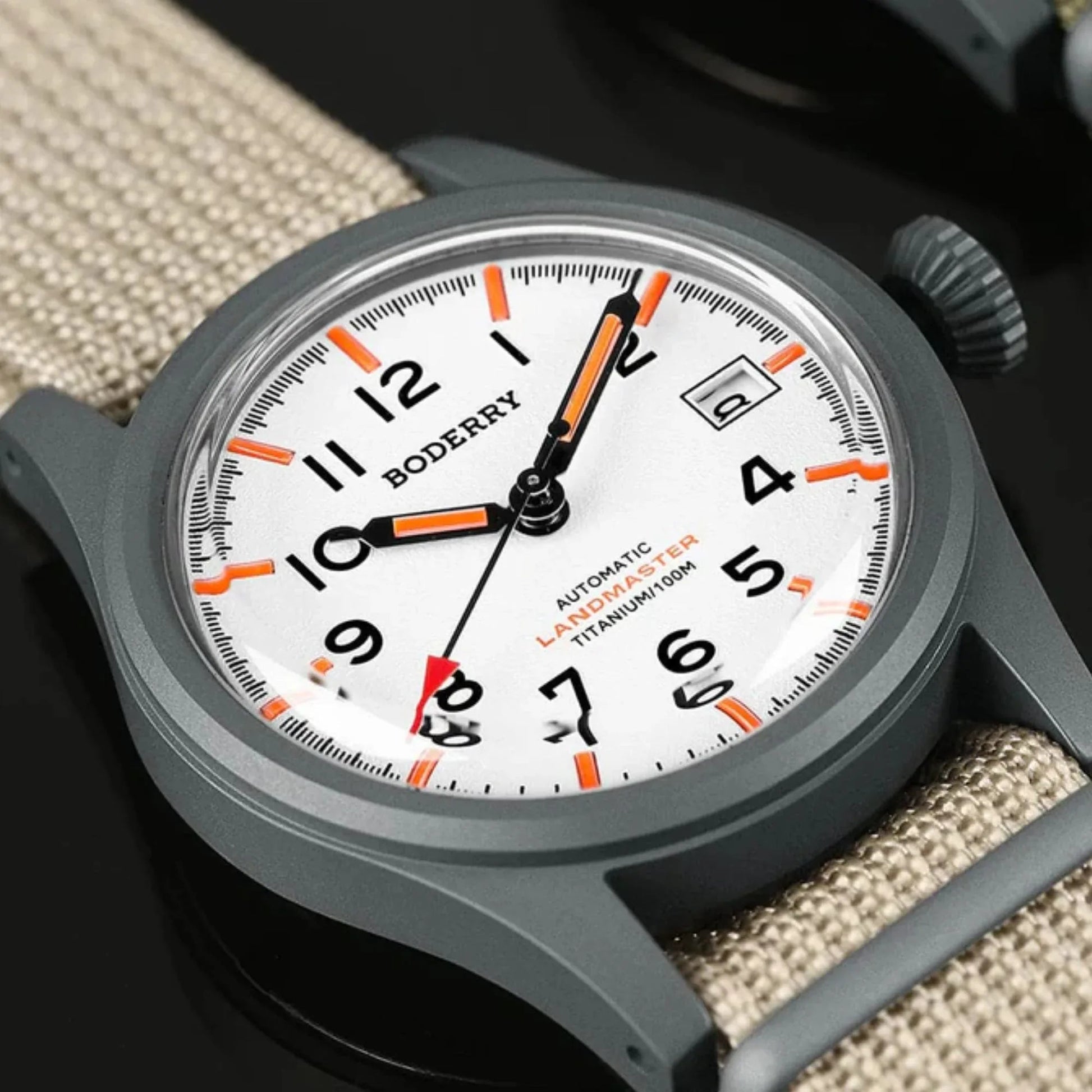 LANDMASTER - 100M Waterproof Titanium Automatic Field Watch | White - DREAM WATCHES