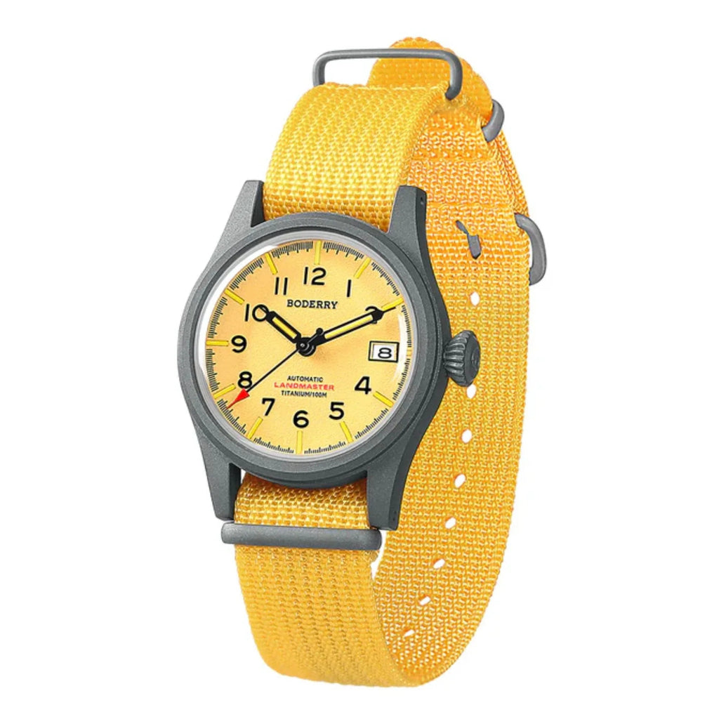 LANDMASTER - 100M Waterproof Titanium Automatic Field Watch | Yellow-bracelet - DREAM WATCHES