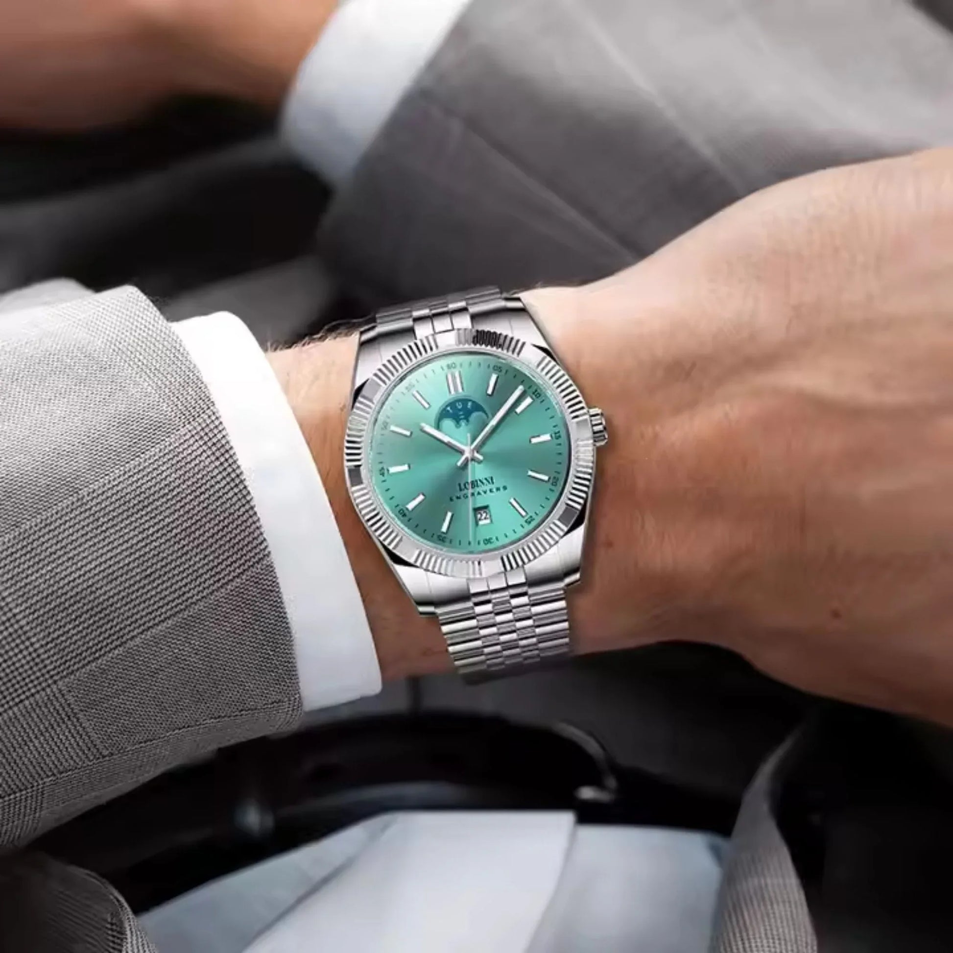 LOBINNI Automatic Day-Date - Silver Dial - DREAM WATCHES