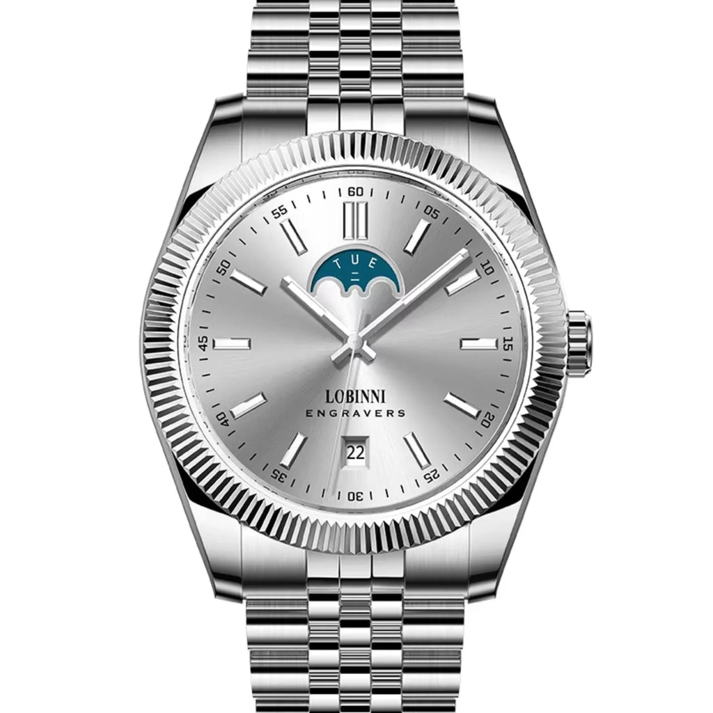 LOBINNI Automatic Day-Date - Silver Dial - DREAM WATCHES
