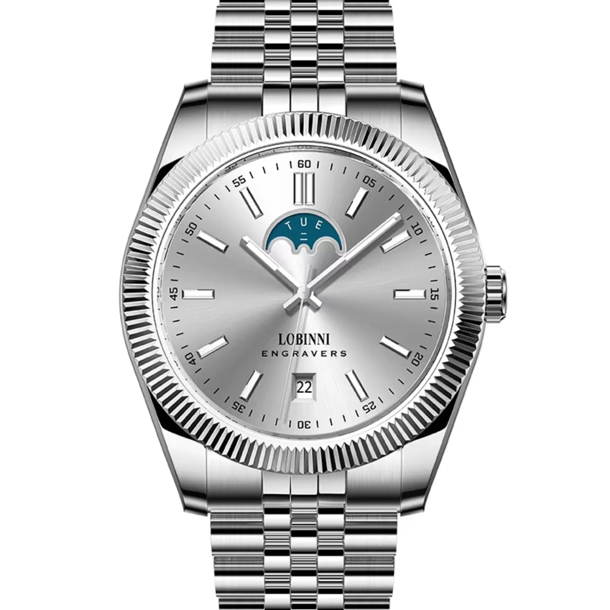 LOBINNI Automatic Day-Date - Silver Dial - DREAM WATCHES