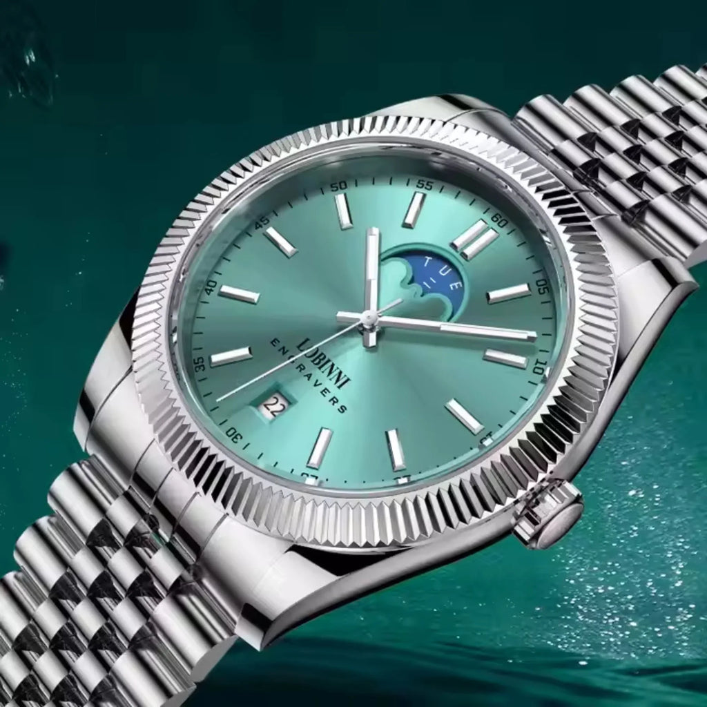 LOBINNI Automatic Day-Date - Teal Dial - DREAM WATCHES