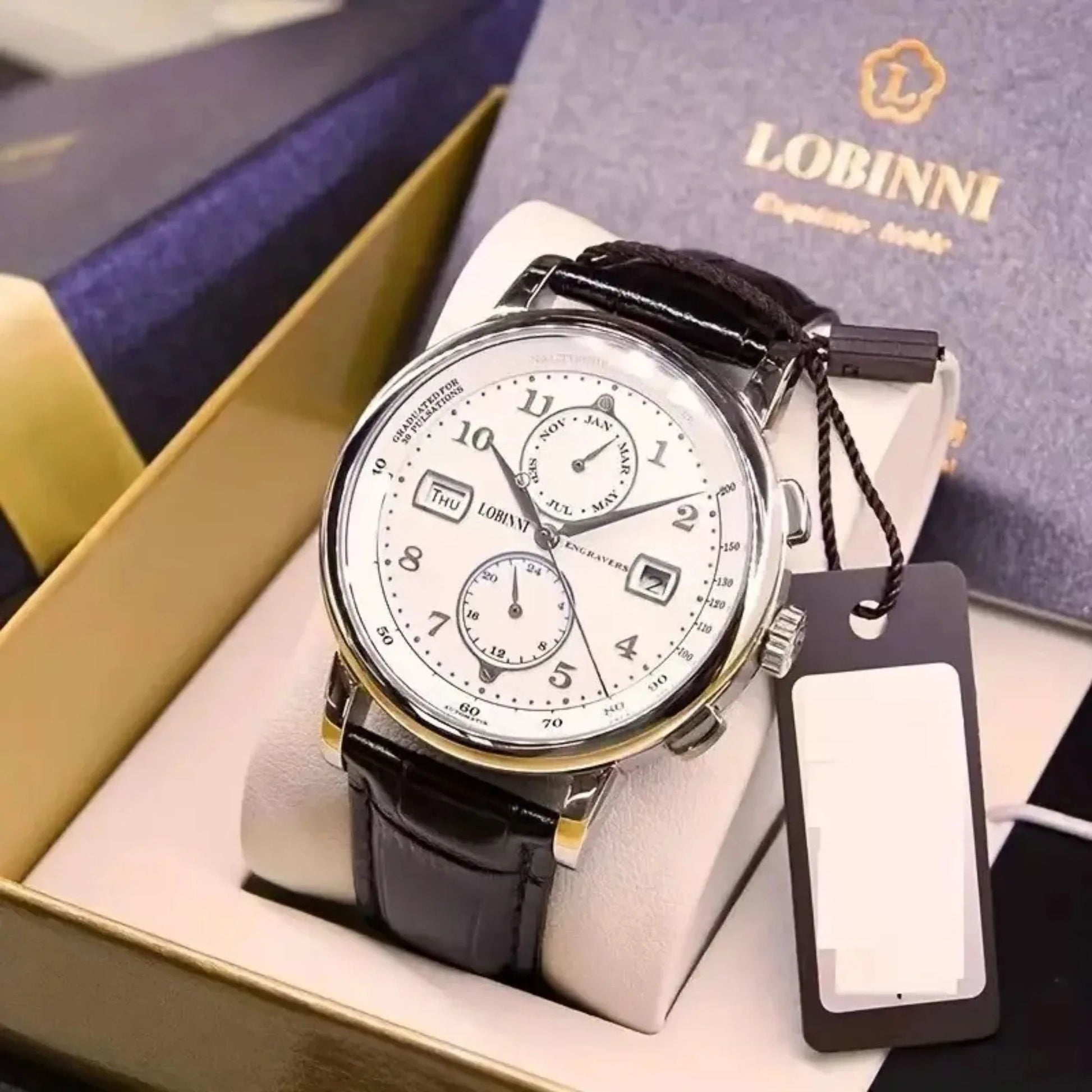 LOBINNI Fashion Business Mens Watches with Stainless Steel Waterproof Automatic Machinery Watch for Men, Auto Date-Week - 16001 - DREAM WATCHES