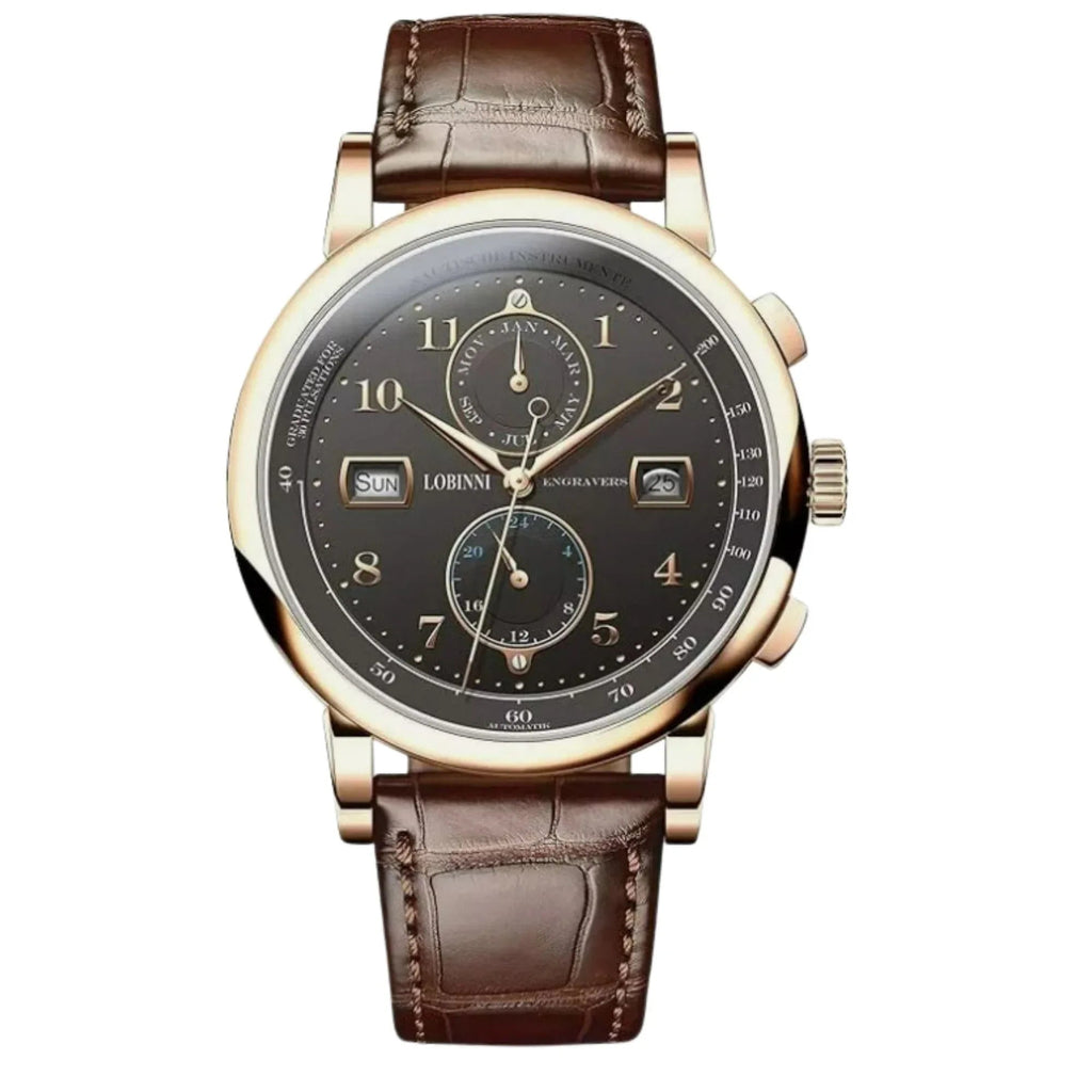 LOBINNI Fashion Business Mens Watches with Stainless Steel Waterproof Automatic Machinery Watch for Men, Auto Date-Week - 16001 - DREAM WATCHES