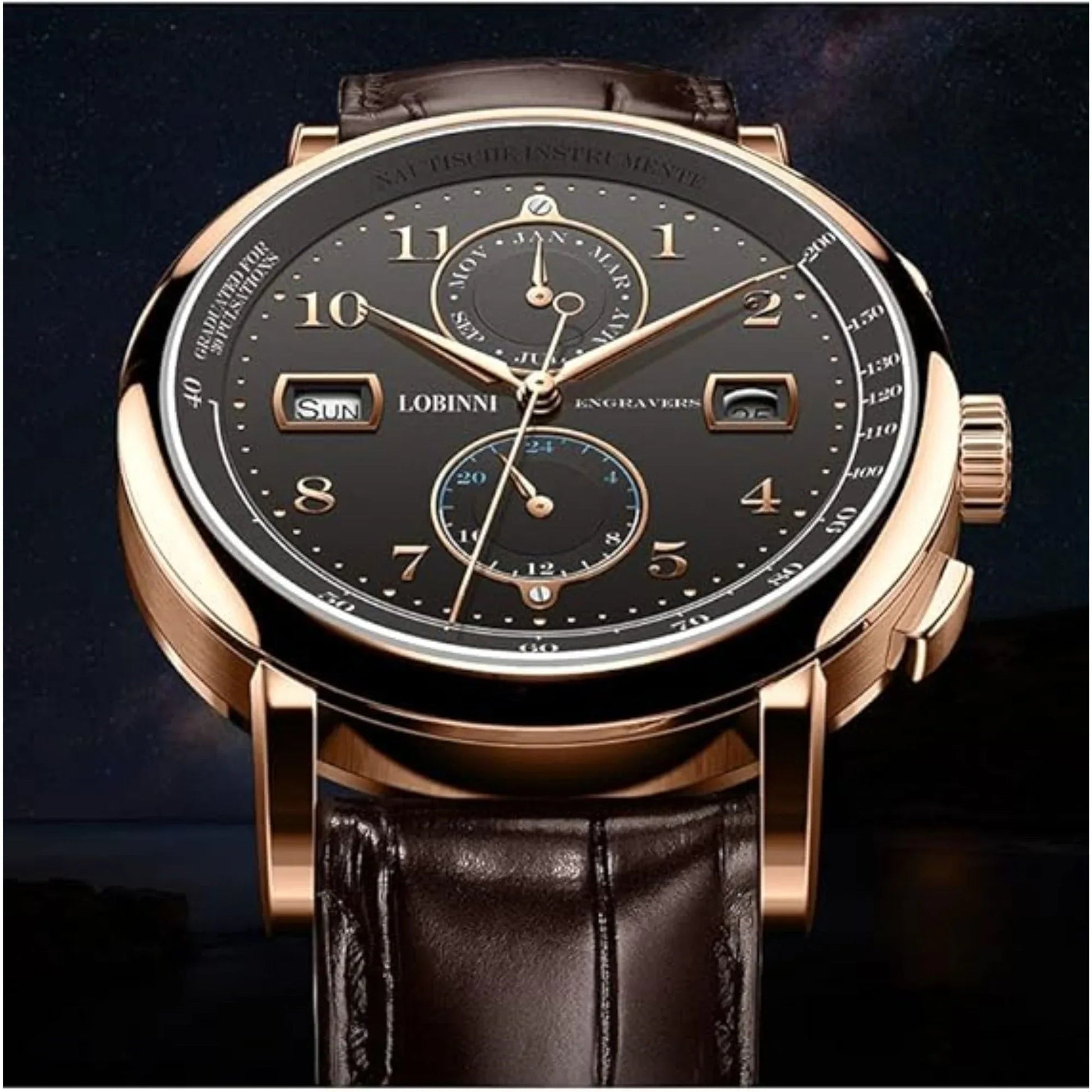 LOBINNI Fashion Business Mens Watches with Stainless Steel Waterproof Automatic Machinery Watch for Men, Auto Date-Week - 16001 - DREAM WATCHES