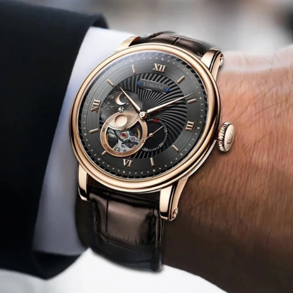 LOBINNI Luxury Automatic Mechanical Men's Watches Waterproof Skeleton Moon Phase Clocks L18013 - DREAM WATCHES