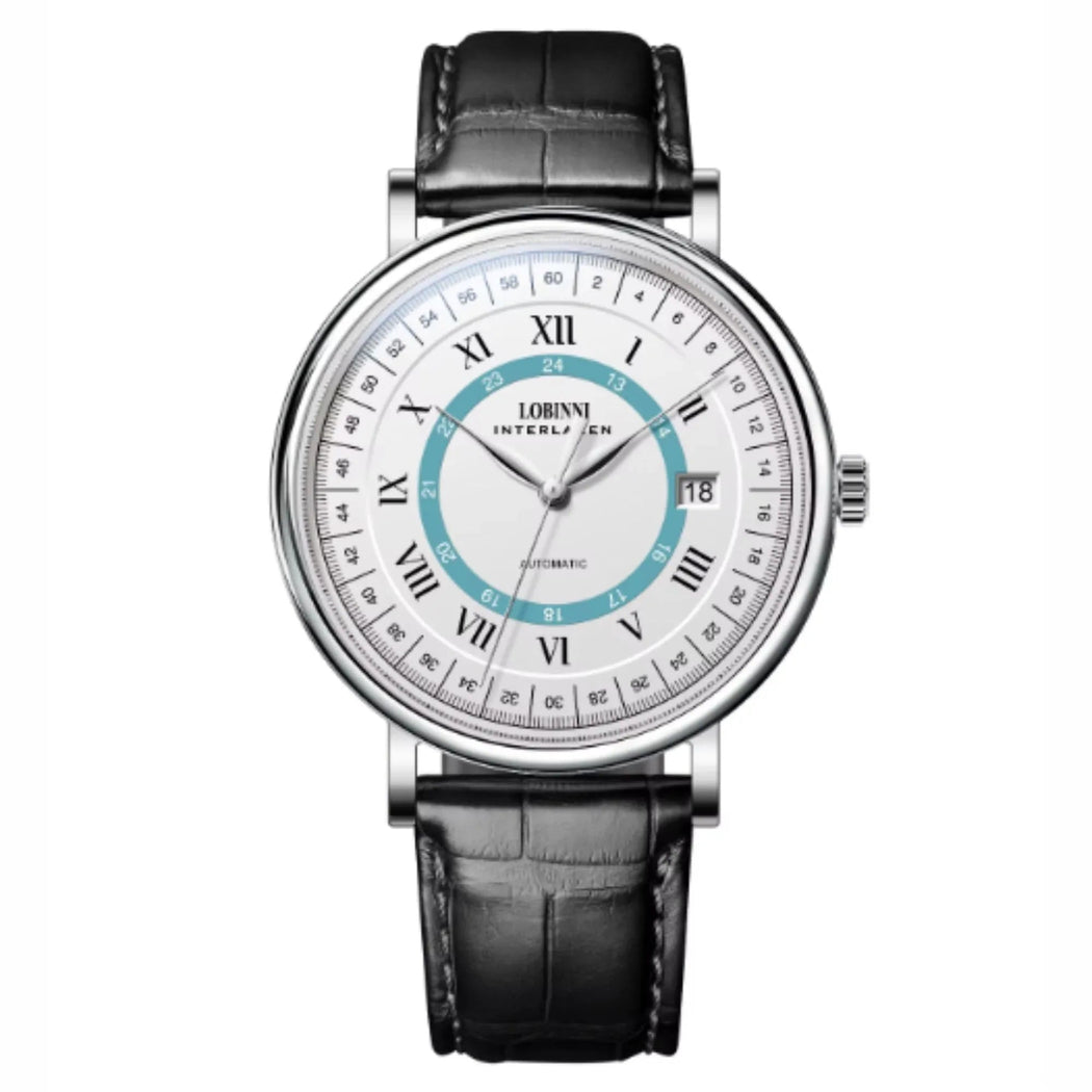 LOBINNI Luxury Men Business Automatic Mechanical Watch Genuine Leather ...