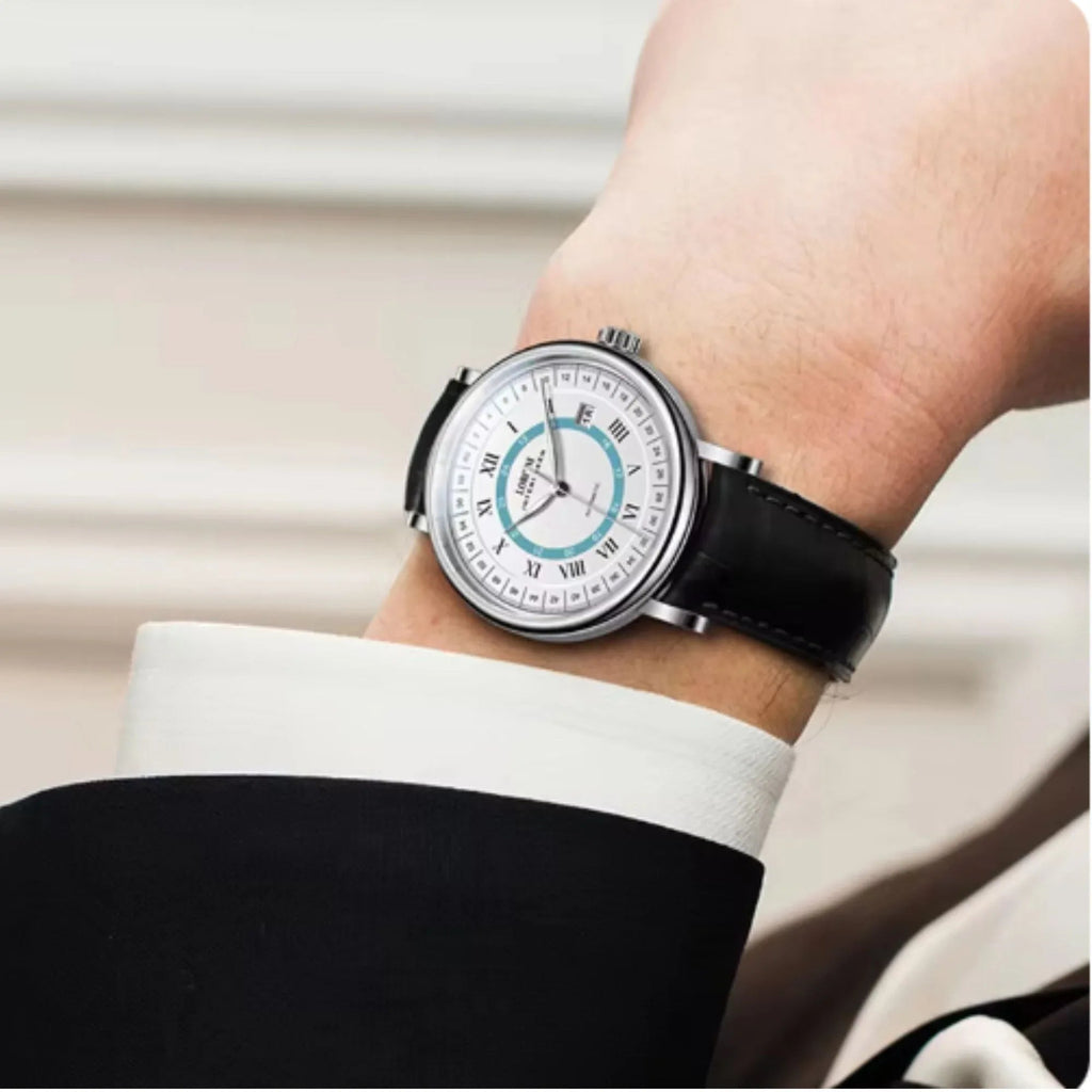 LOBINNI Luxury Men Business Automatic Mechanical Watch Genuine Leather Strap Sapphire Glass Waterproof 50M Male Wristwatch - 15006 - DREAM WATCHES
