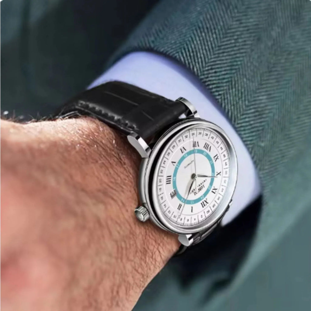 LOBINNI Luxury Men Business Automatic Mechanical Watch Genuine Leather Strap Sapphire Glass Waterproof 50M Male Wristwatch - 15006 - DREAM WATCHES