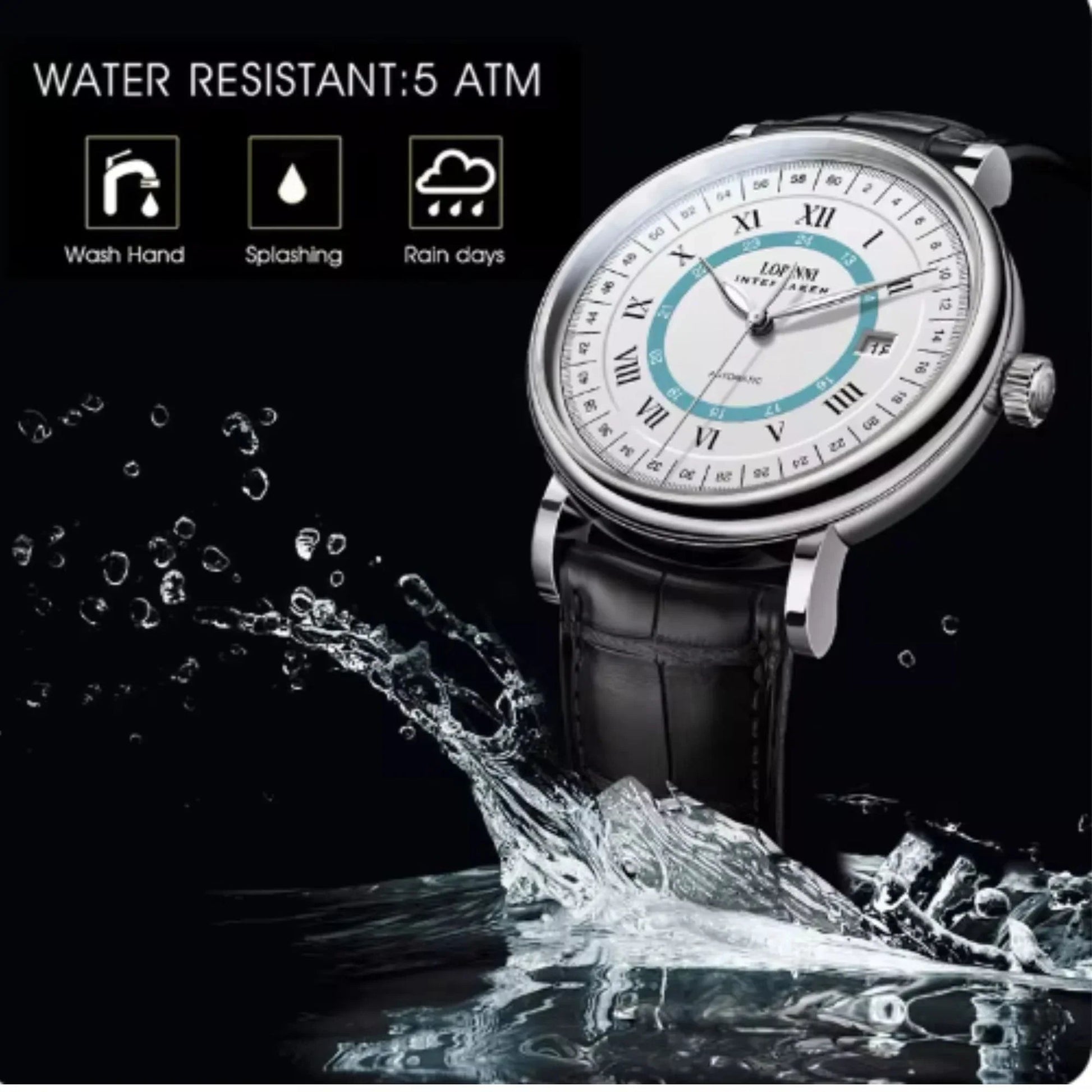 LOBINNI Luxury Men Business Automatic Mechanical Watch Genuine Leather Strap Sapphire Glass Waterproof 50M Male Wristwatch - DREAM WATCHES