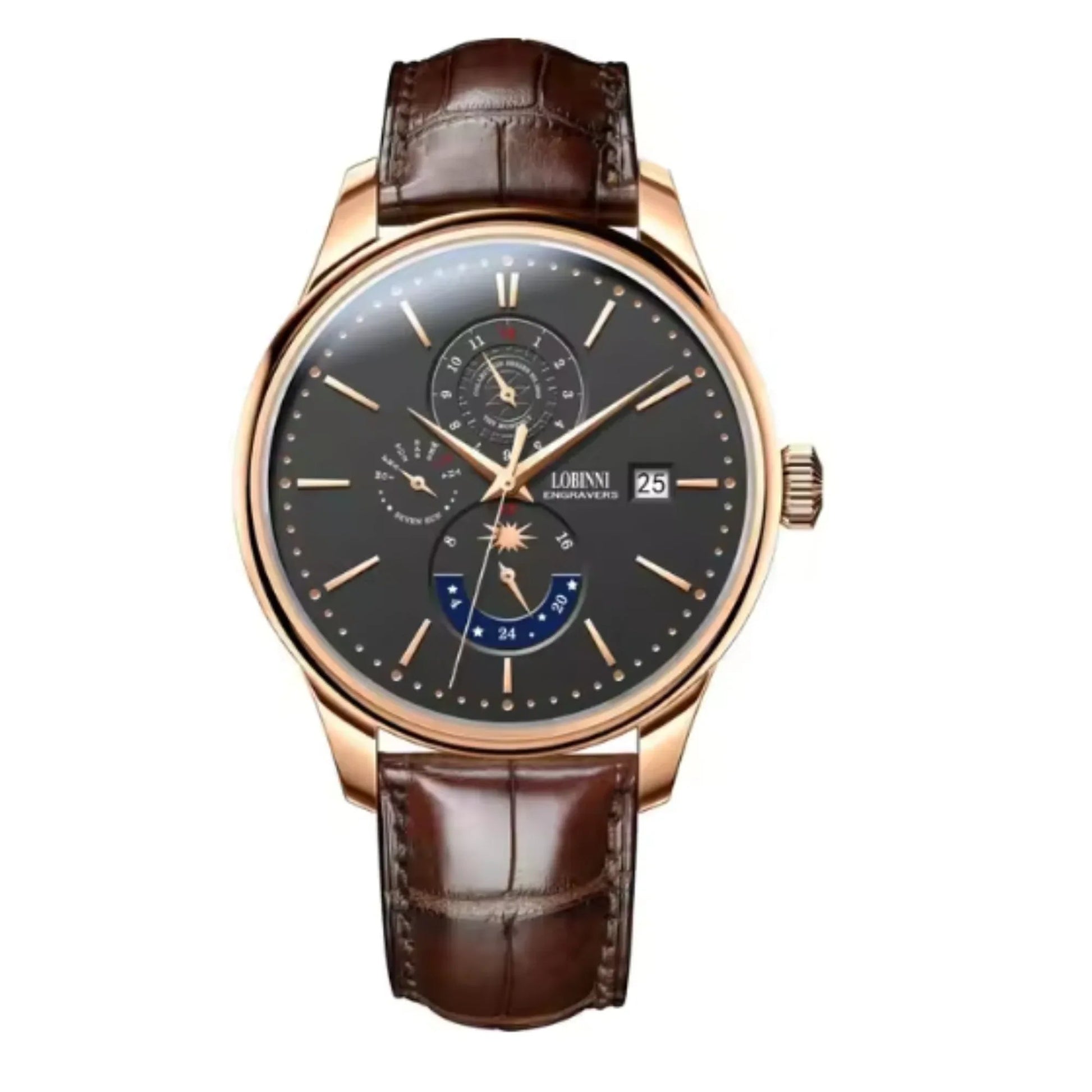 LOBINNI Luxury Mens Watches,Men Automatic Watch Self Wind Mechanical Wristwatch Waterproof Switzerland Month Week Date 24 Hours - 16066 - DREAM WATCHES