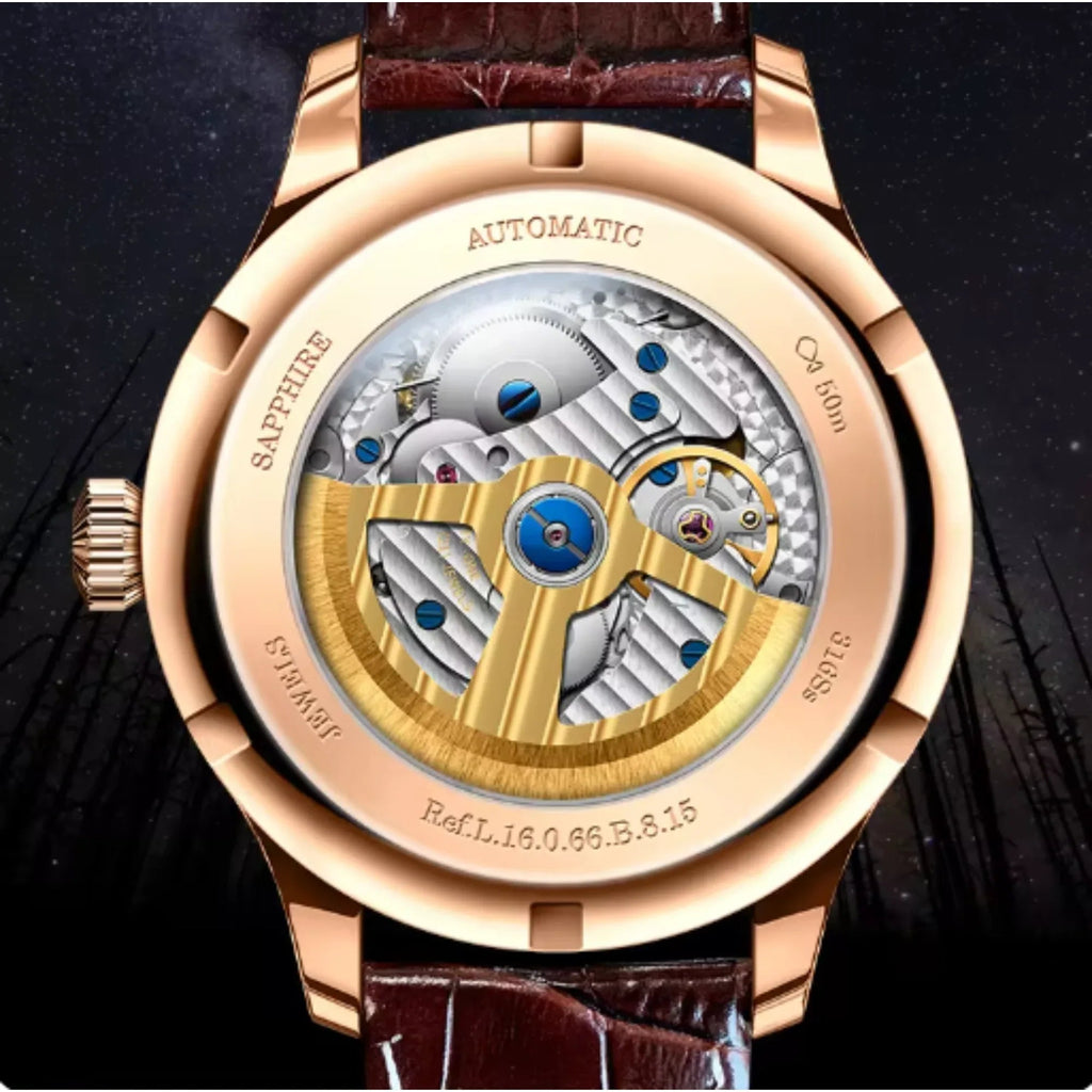 LOBINNI Luxury Mens Watches,Men Automatic Watch Self Wind Mechanical Wristwatch Waterproof Switzerland Month Week Date 24 Hours -16066 - DREAM WATCHES
