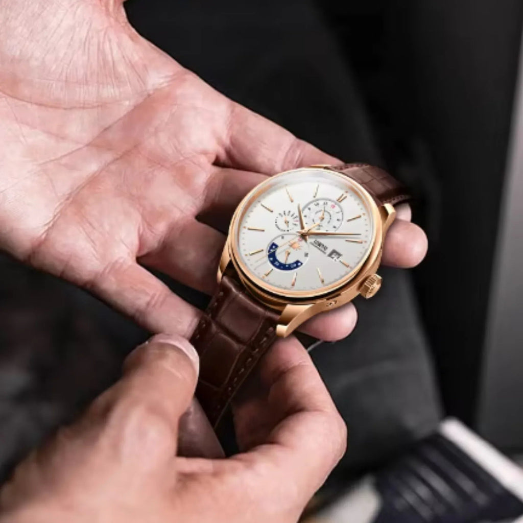 LOBINNI Luxury Mens Watches,Men Automatic Watch Self Wind Mechanical Wristwatch Waterproof Switzerland Month Week Date 24 Hours -16066 - DREAM WATCHES