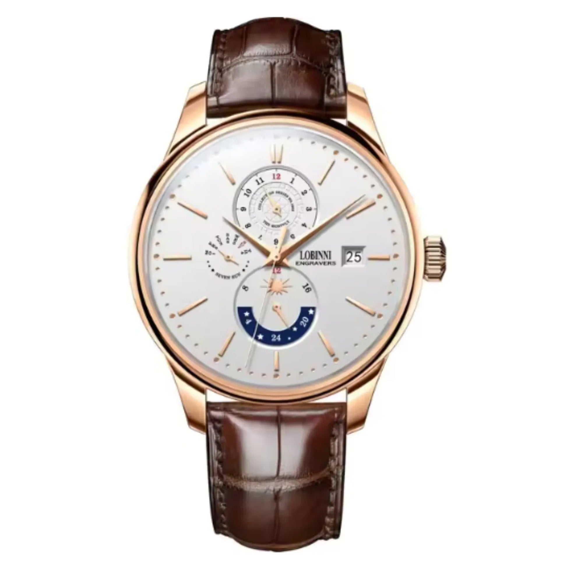 LOBINNI Luxury Mens Watches,Men Automatic Watch Self Wind Mechanical Wristwatch Waterproof Switzerland Month Week Date 24 Hours - 16066 - DREAM WATCHES
