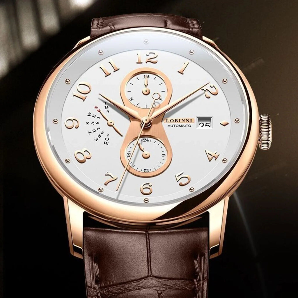 LOBINNI Me Automatic Watch 41mm Luxury Mechanical Wristwatch 50M Week,Date,Month - A9227 - DREAM WATCHES