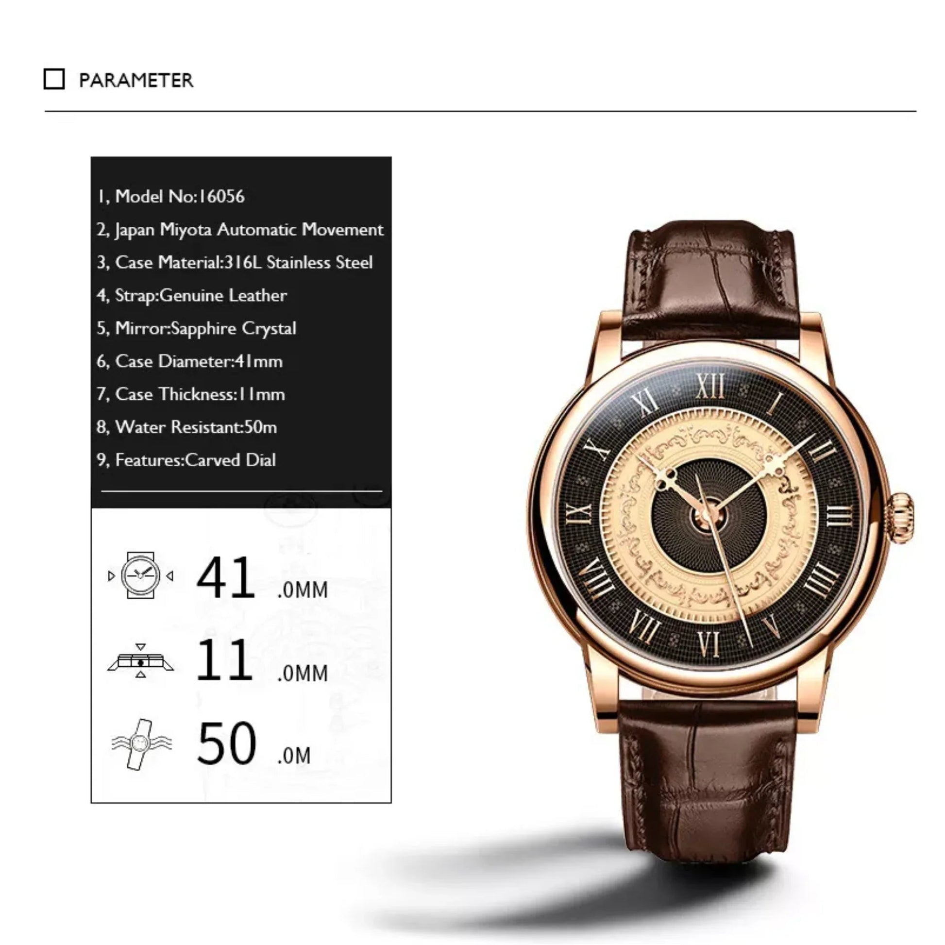LOBINNI Mechanical Watches Men'S Dating Business Applies For Various Occasions, Stainless Steel Waterproof Advanced Watches - 16056 - DREAM WATCHES