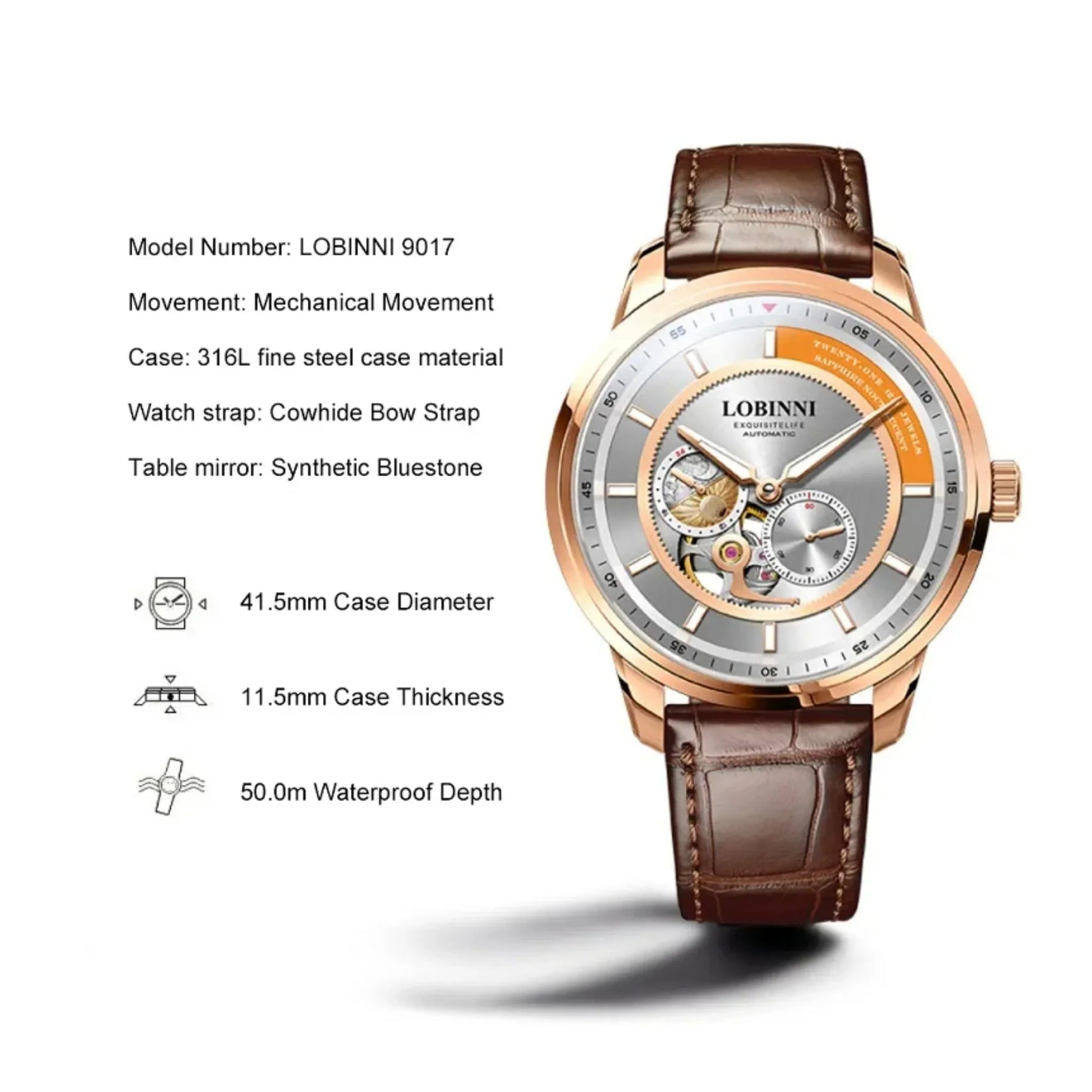 LOBINNI Men Dress Watch Sapphire Glass MIYOTA Movement Watches Top Brand Luxury Automatic Mechanical Watch Waterproof Clock - 9017 - DREAM WATCHES