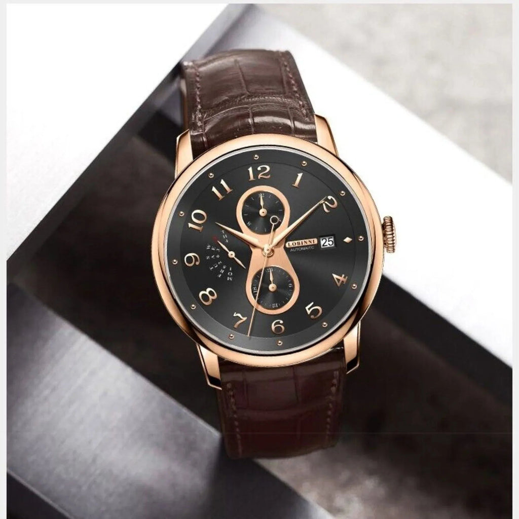 LOBINNI Mens Automatic Watch 41mm Luxury Mechanical Wristwatch 50M Week,Date,Month - A9227 - DREAM WATCHES