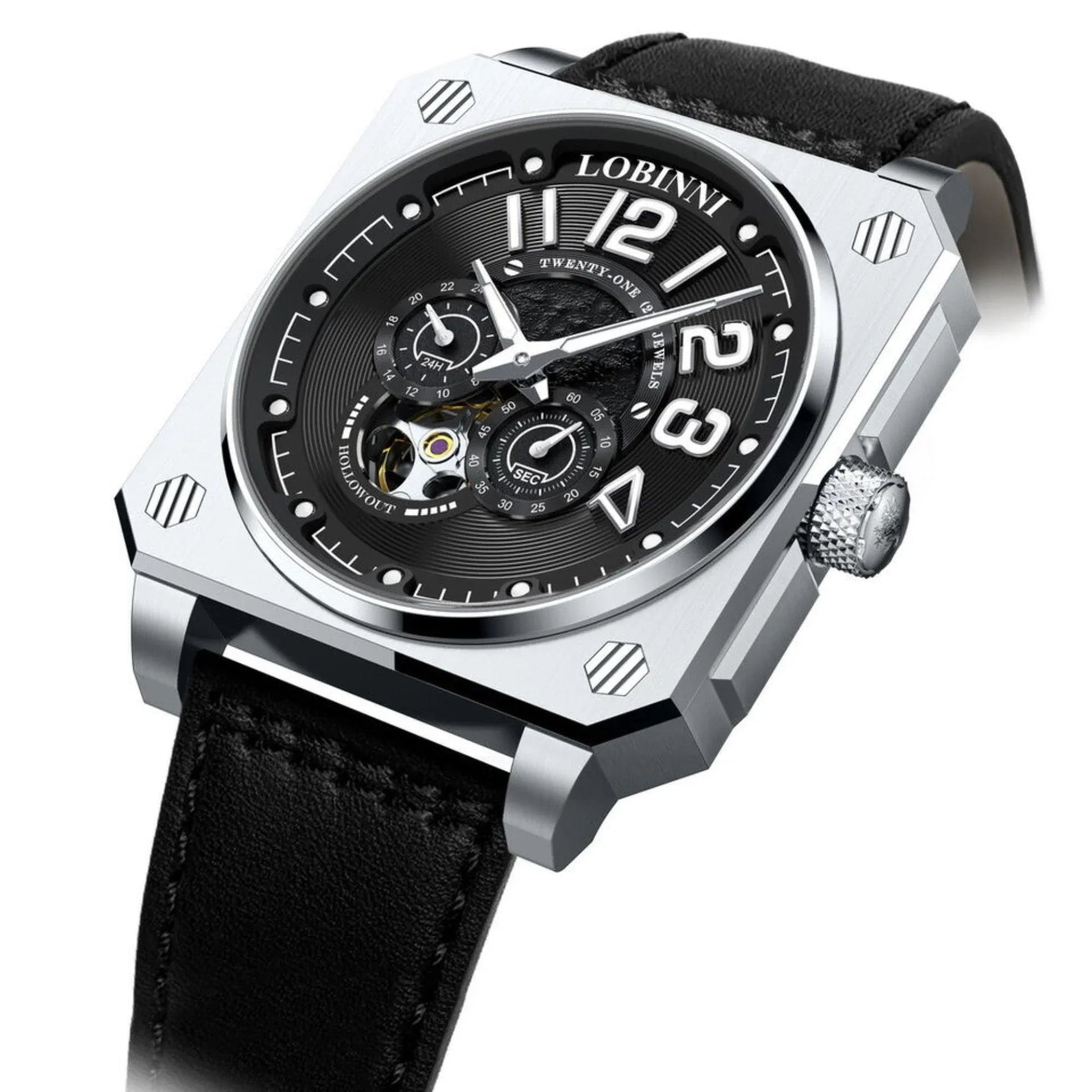LOBINNI Mens Automatic Watches Luxury Luminous Mechanical Wristwatch Square Case - 16065 - DREAM WATCHES