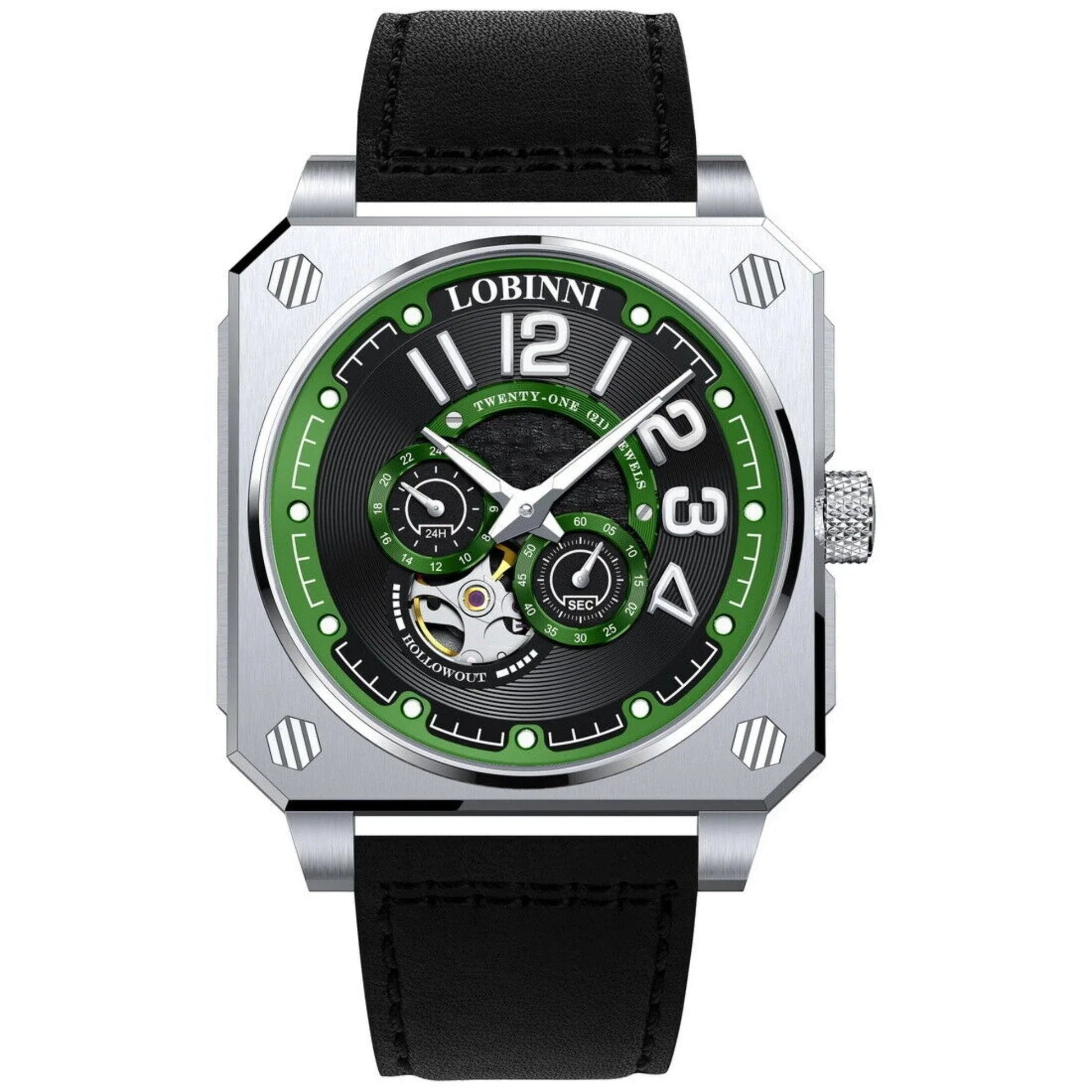 LOBINNI Mens Automatic Watches Luxury Luminous Mechanical Wristwatch Square Case - 16065 - DREAM WATCHES