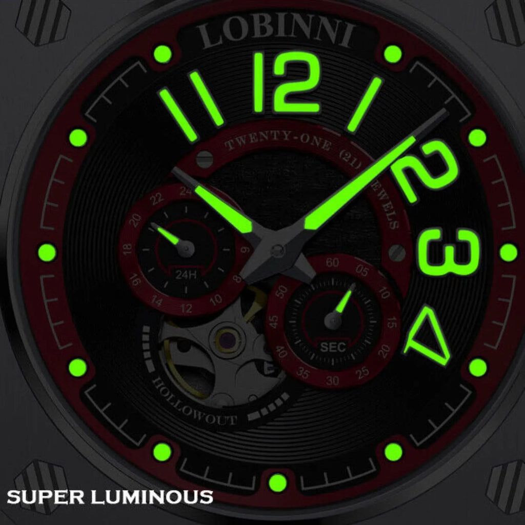LOBINNI Mens Automatic Watches Luxury Luminous Mechanical Wristwatch Square Case -16065 - DREAM WATCHES