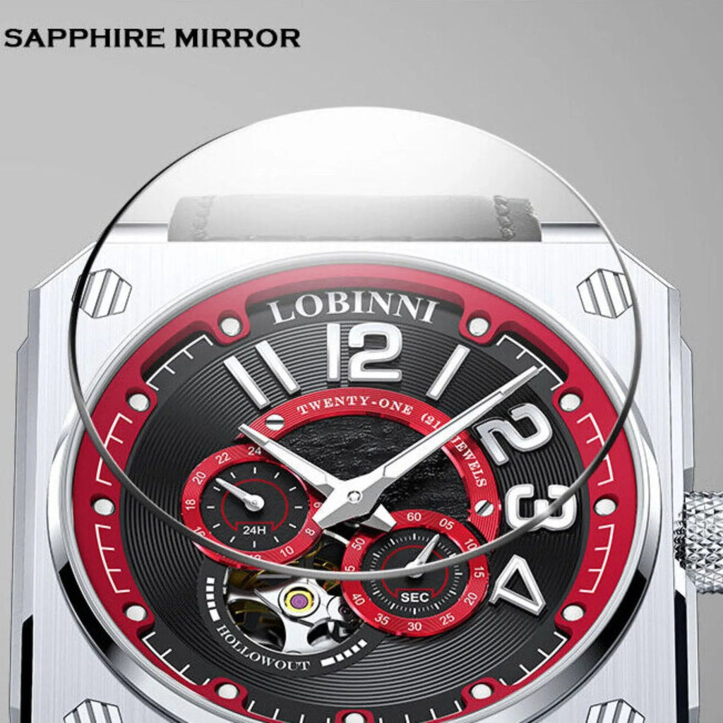 LOBINNI Mens Automatic Watches Luxury Luminous Mechanical Wristwatch Square Case -16065 - DREAM WATCHES