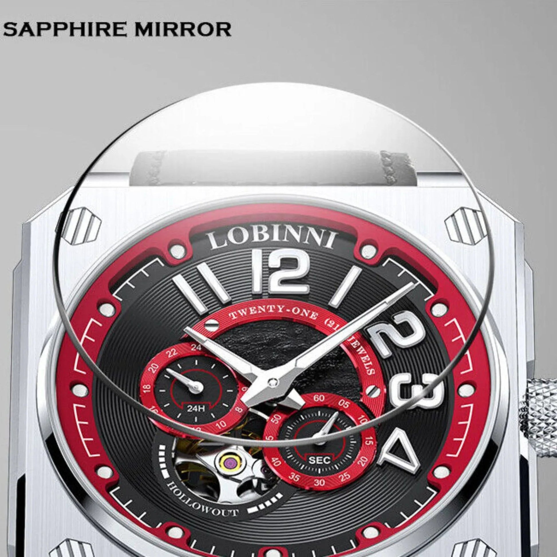 LOBINNI Mens Automatic Watches Luxury Luminous Mechanical Wristwatch Square Case -16065 - DREAM WATCHES