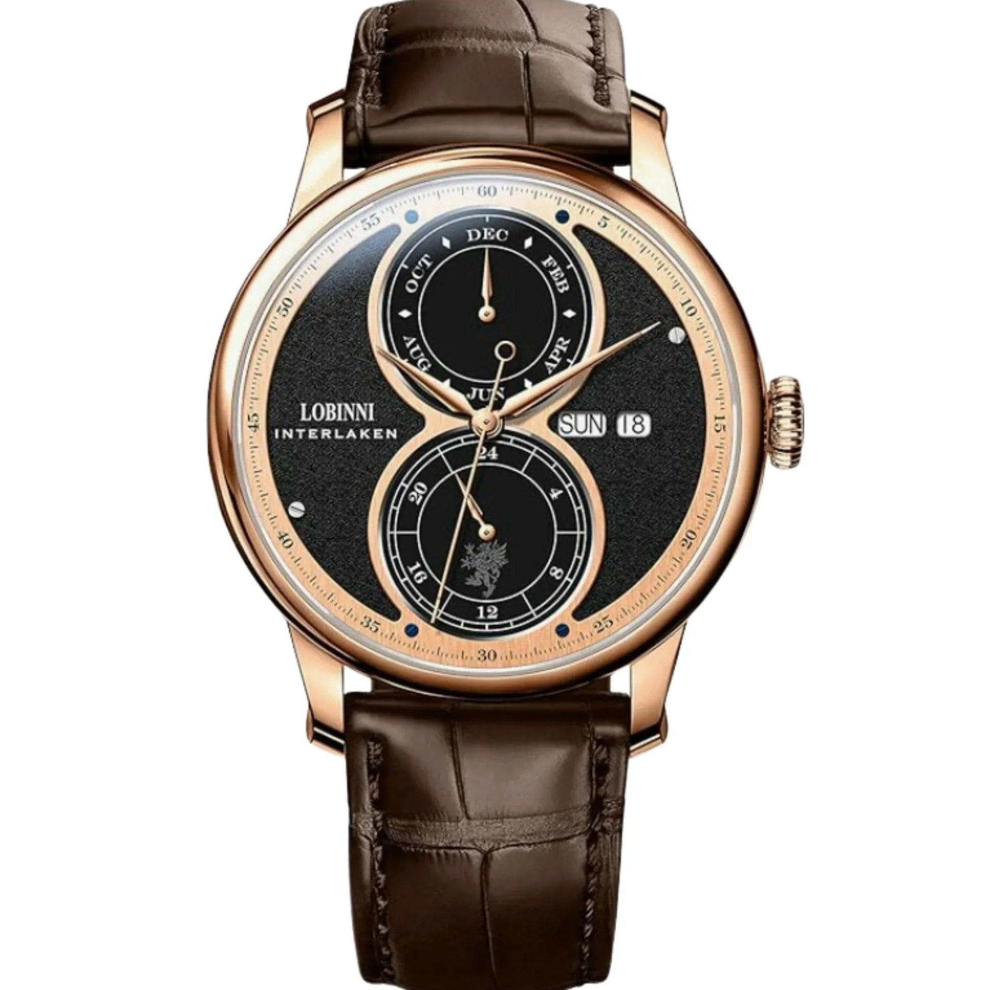 Lobinni Men's Stainless Steel Dress Automatic Mechanical Week Calendar Fashion Top Brand Luxury Watch - 18015 - DREAM WATCHES