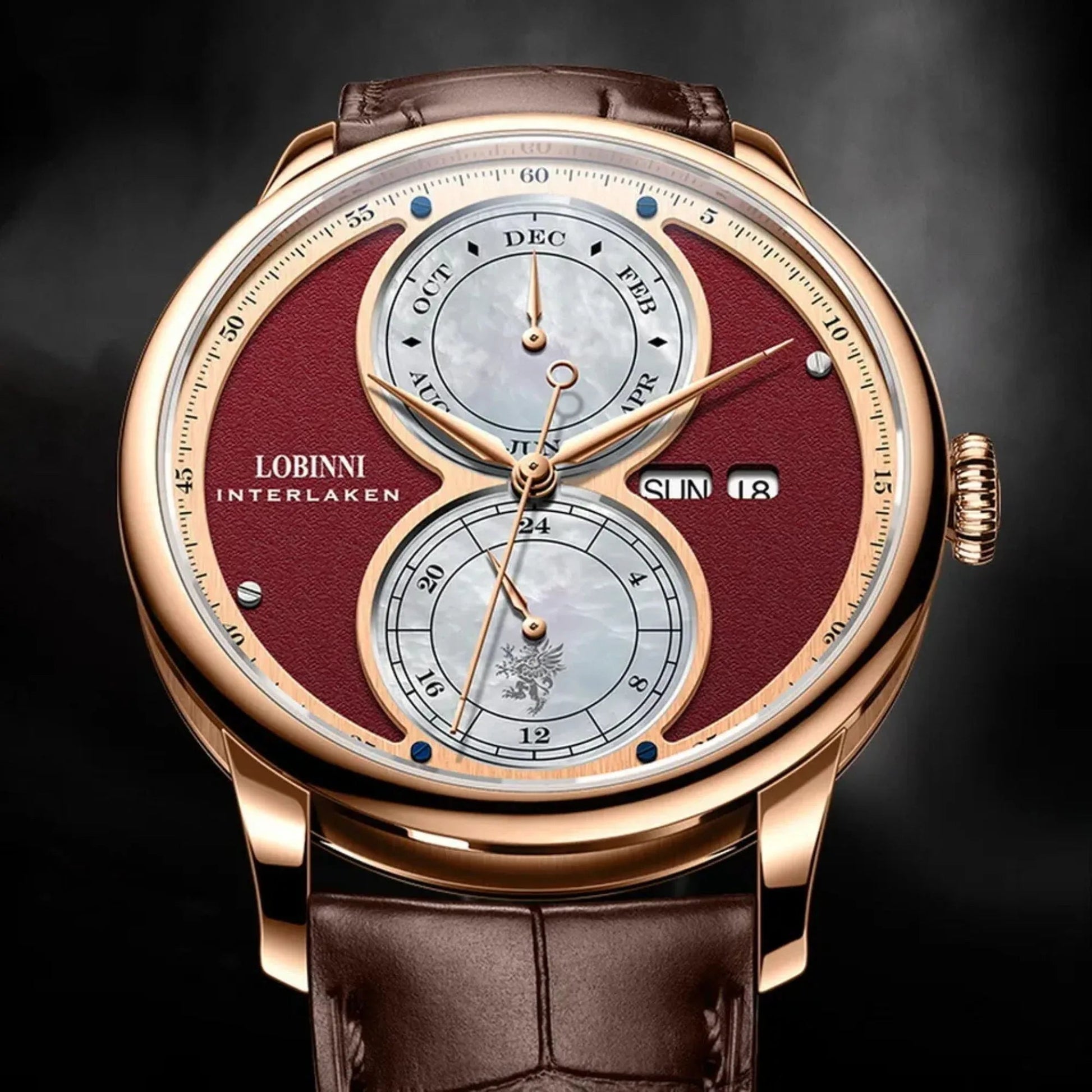 Lobinni Men's Stainless Steel Dress Automatic Mechanical Week Calendar Fashion Top Brand Luxury Watch - 18015 - DREAM WATCHES