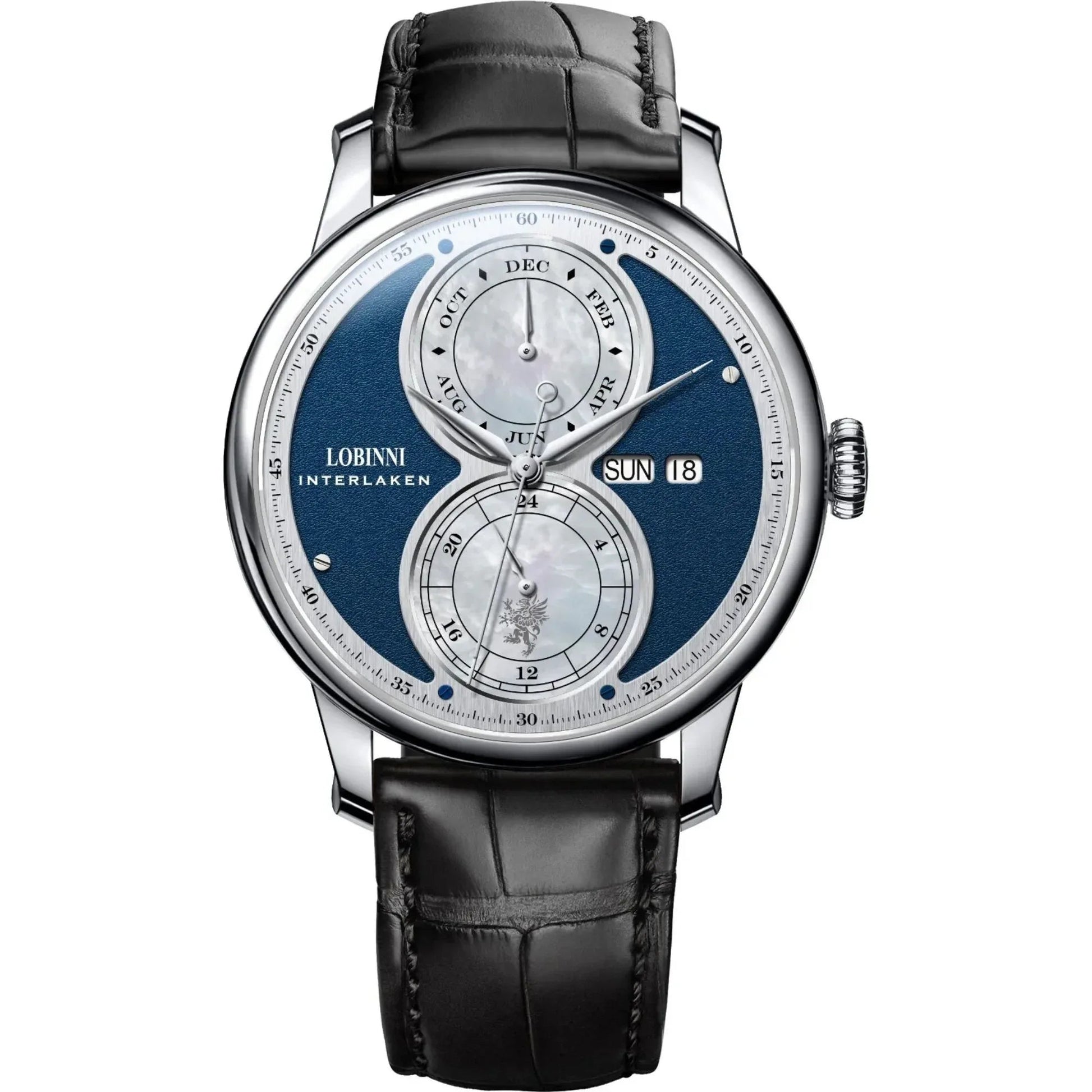 Lobinni Men's Stainless Steel Dress Automatic Mechanical Week Calendar Fashion Top Brand Luxury Watch - 18015 - DREAM WATCHES