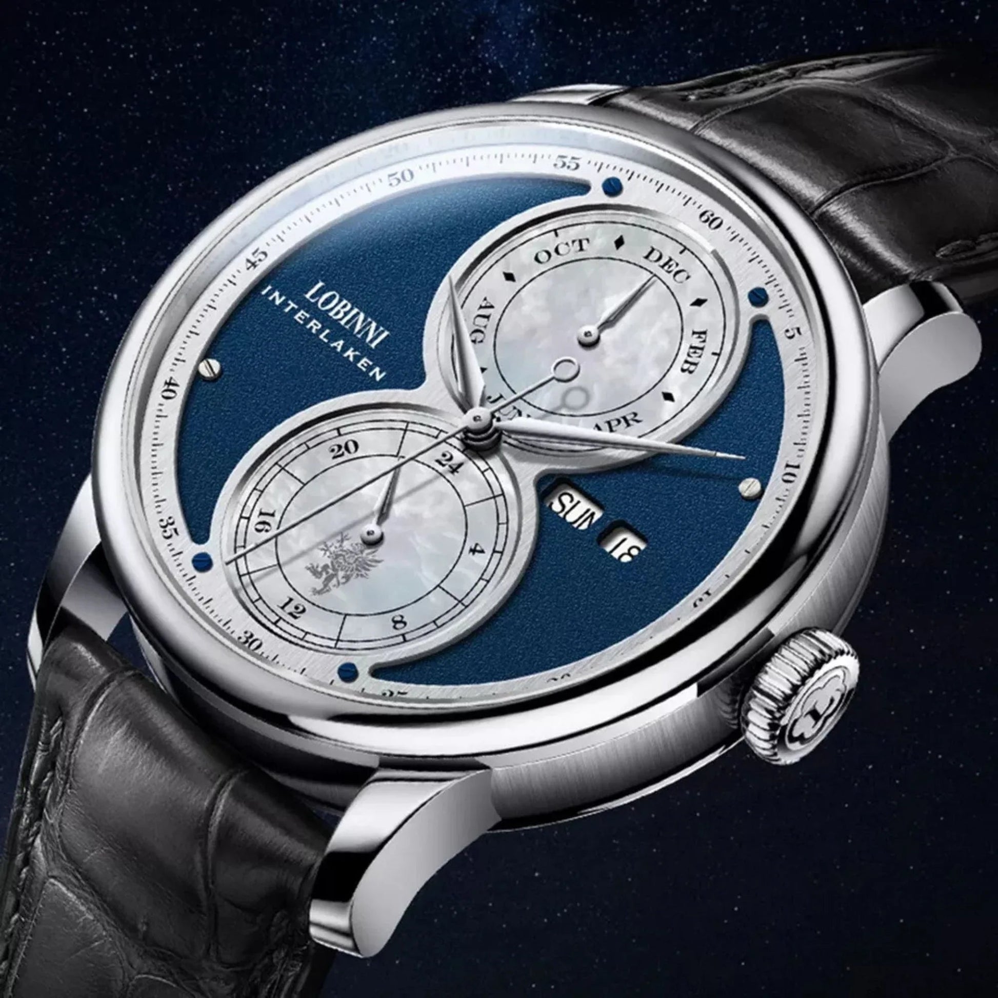 Lobinni Men's Stainless Steel Dress Automatic Mechanical Week Calendar Fashion Top Brand Luxury Watch - 18015 - DREAM WATCHES