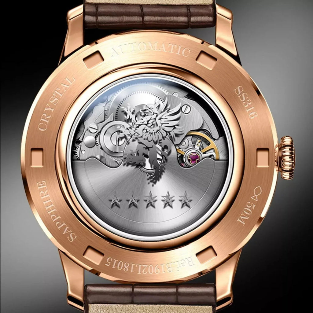 Lobinni Men's Stainless Steel Dress Automatic Mechanical Week Calendar Fashion Top Brand Luxury Watch - 18015 - DREAM WATCHES