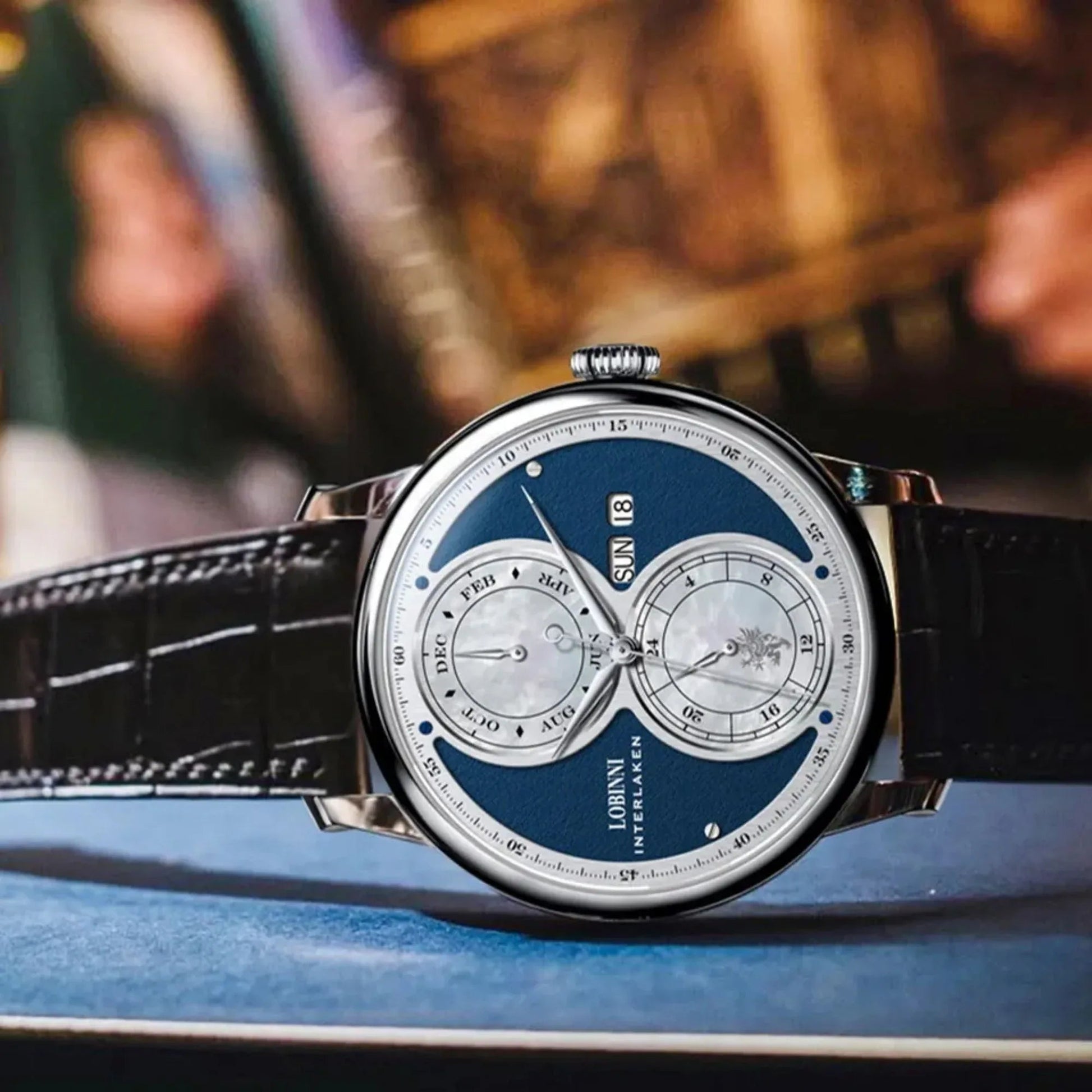 Lobinni Men's Stainless Steel Dress Automatic Mechanical Week Calendar Fashion Top Brand Luxury Watch - 18015 - DREAM WATCHES