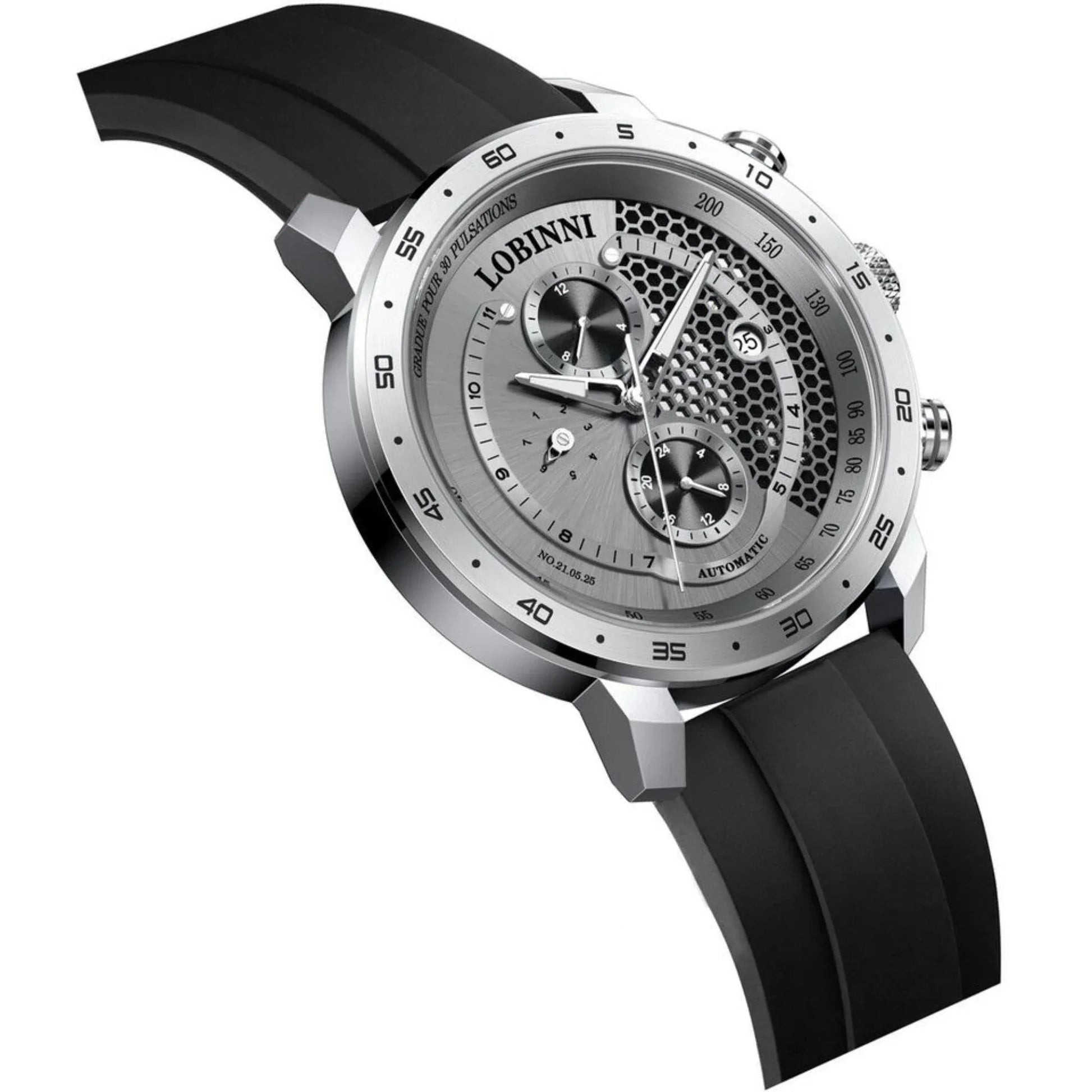 LOBINNI New Sport Watches Self-wind Mechanical Automatic Watch Men 50M Waterproof Watch Rubber Strap Lumious Watch - 16063 - DREAM WATCHES